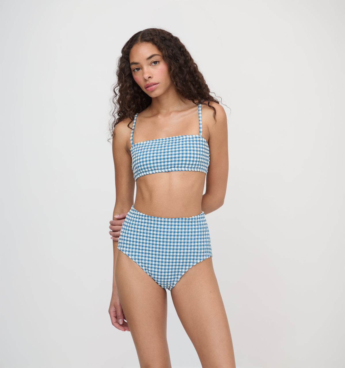 The Juno Bikini Set - Lagoon Gingham