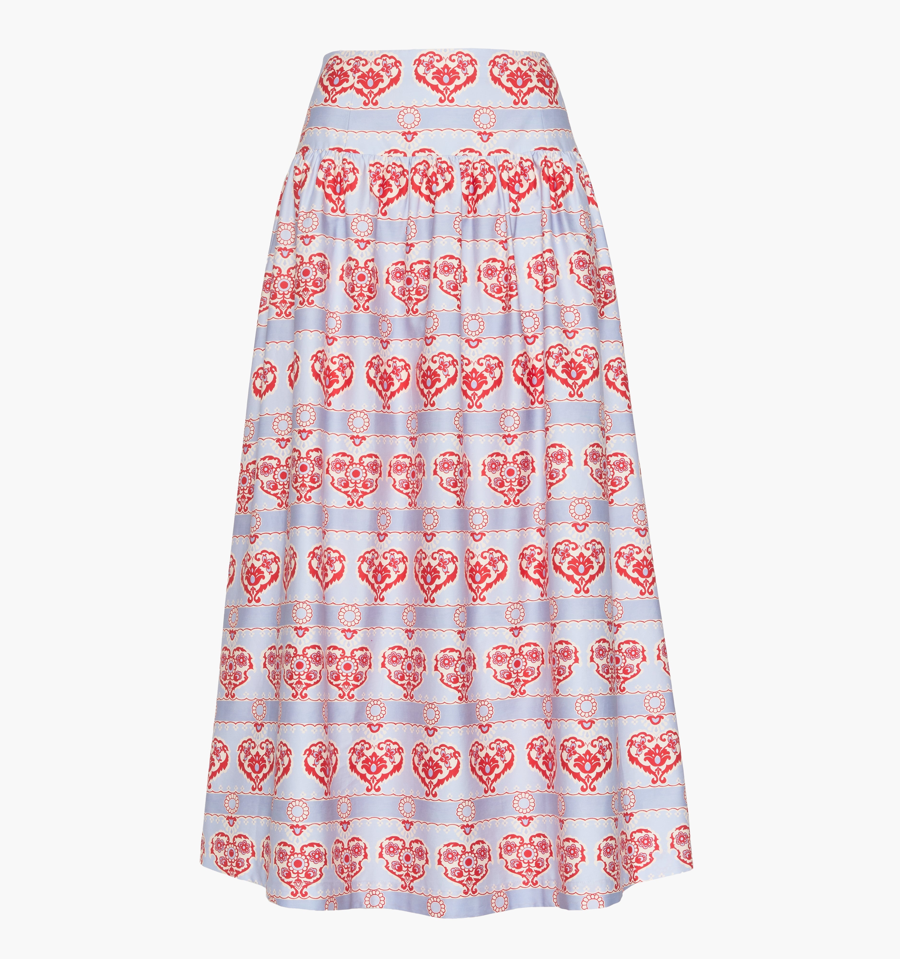 The Kate Midi Skirt - Poppy Damask Stripe