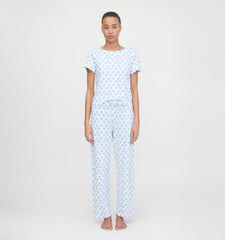 The Kelly Pajama Set - Blue Doily Heart