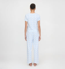 The Kelly Pajama Set - Blue Doily Heart