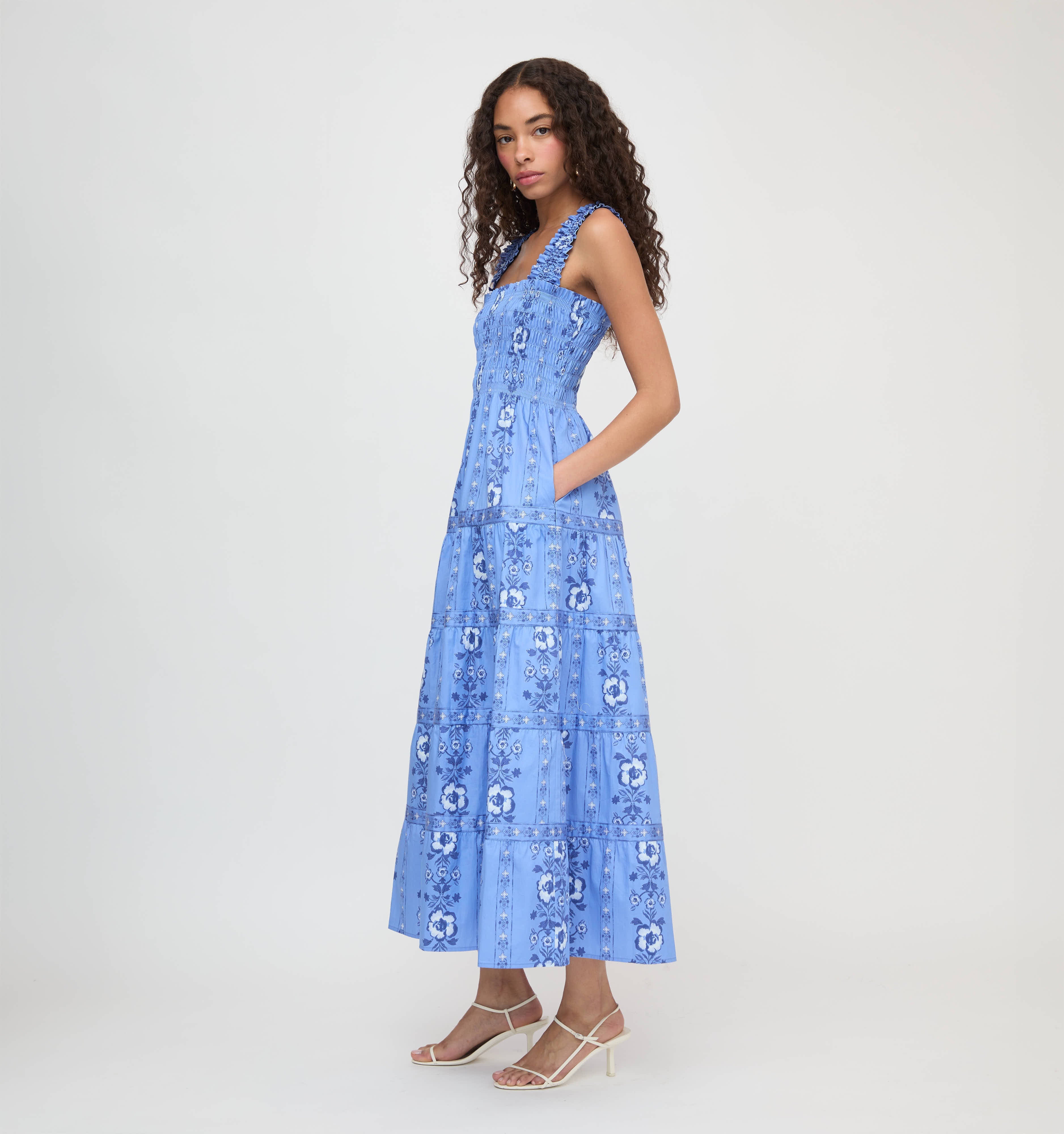 The Kimmy Maxi Nap Dress - Blue Arcadia Border