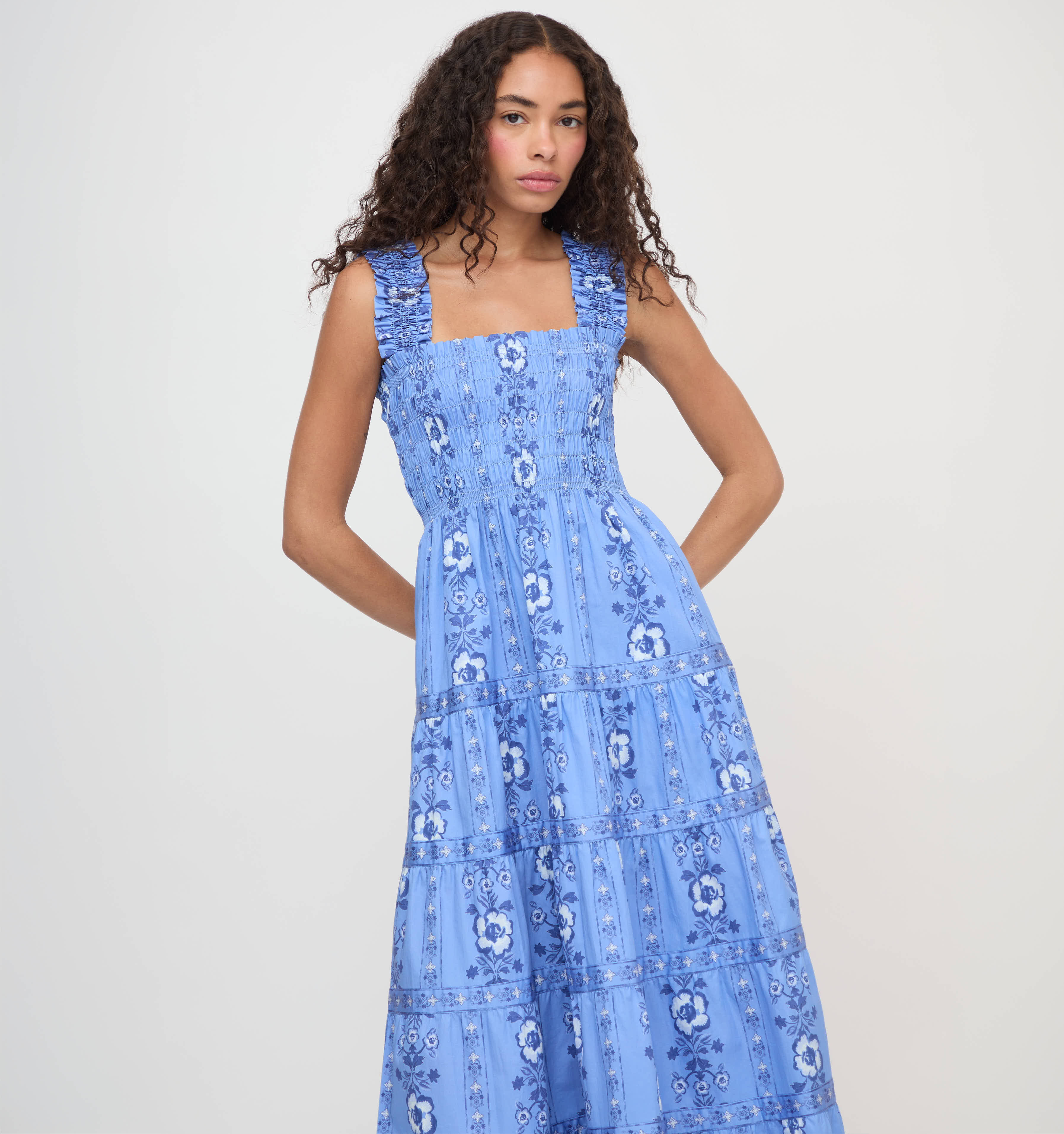 The Kimmy Maxi Nap Dress - Blue Arcadia Border
