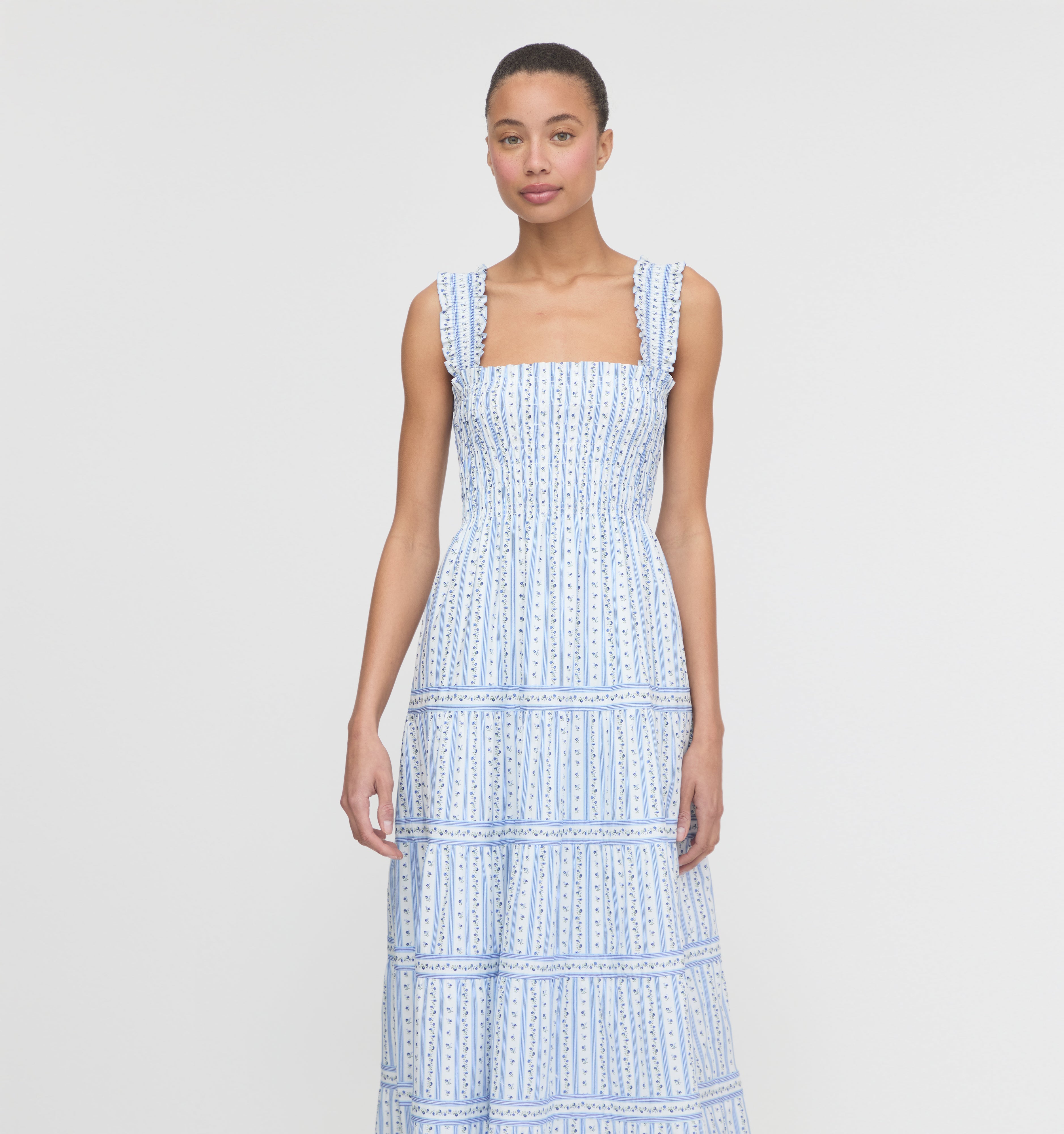 The Kimmy Maxi Nap Dress - Blue Petal Stripe