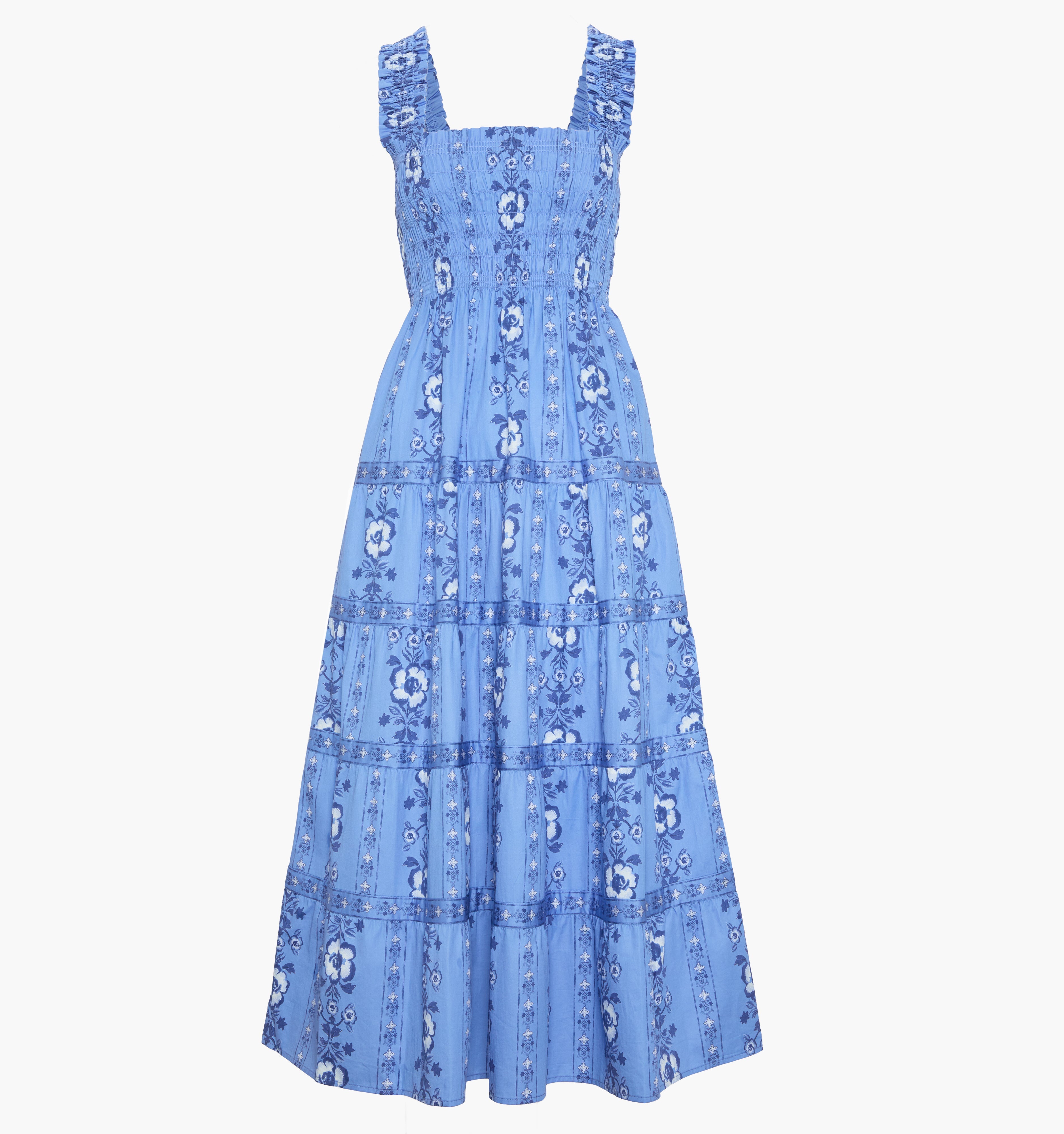 The Kimmy Maxi Nap Dress - Blue Arcadia Border