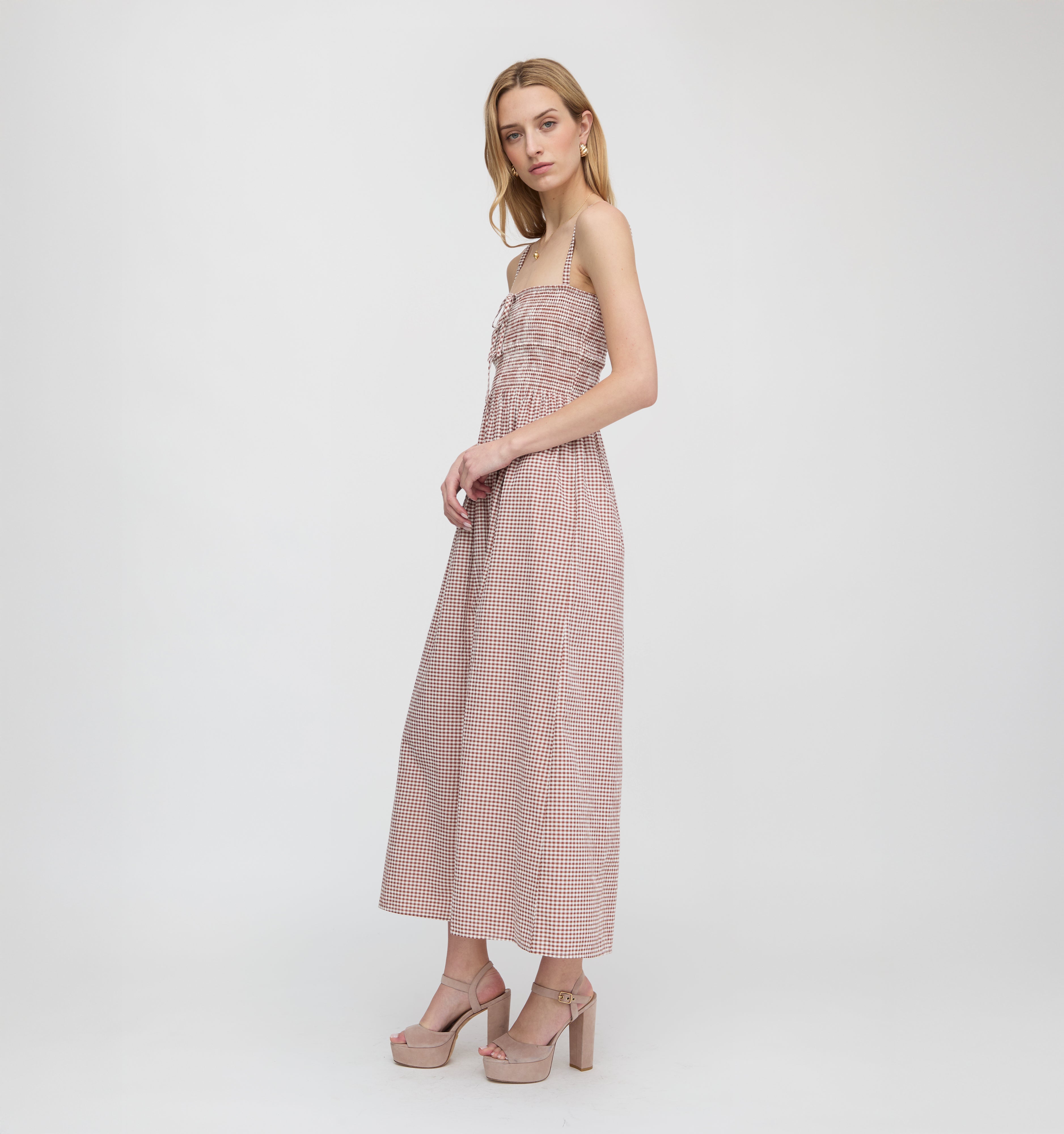 The Larissa Nap Dress - Cognac Gingham