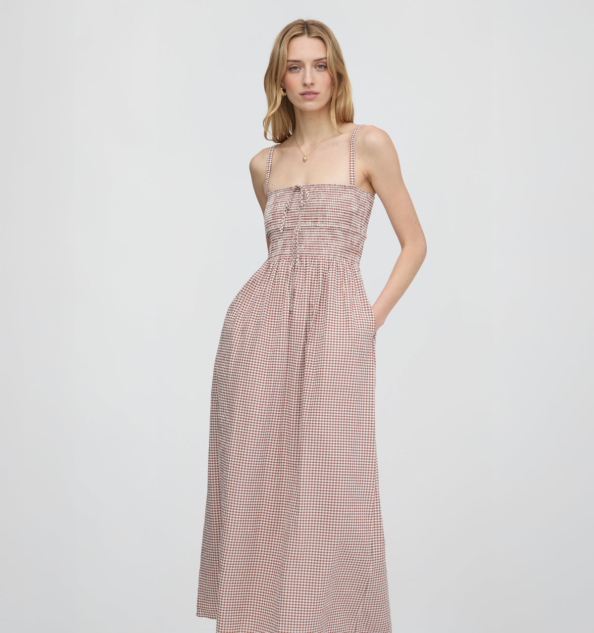 The Larissa Nap Dress - Cognac Gingham