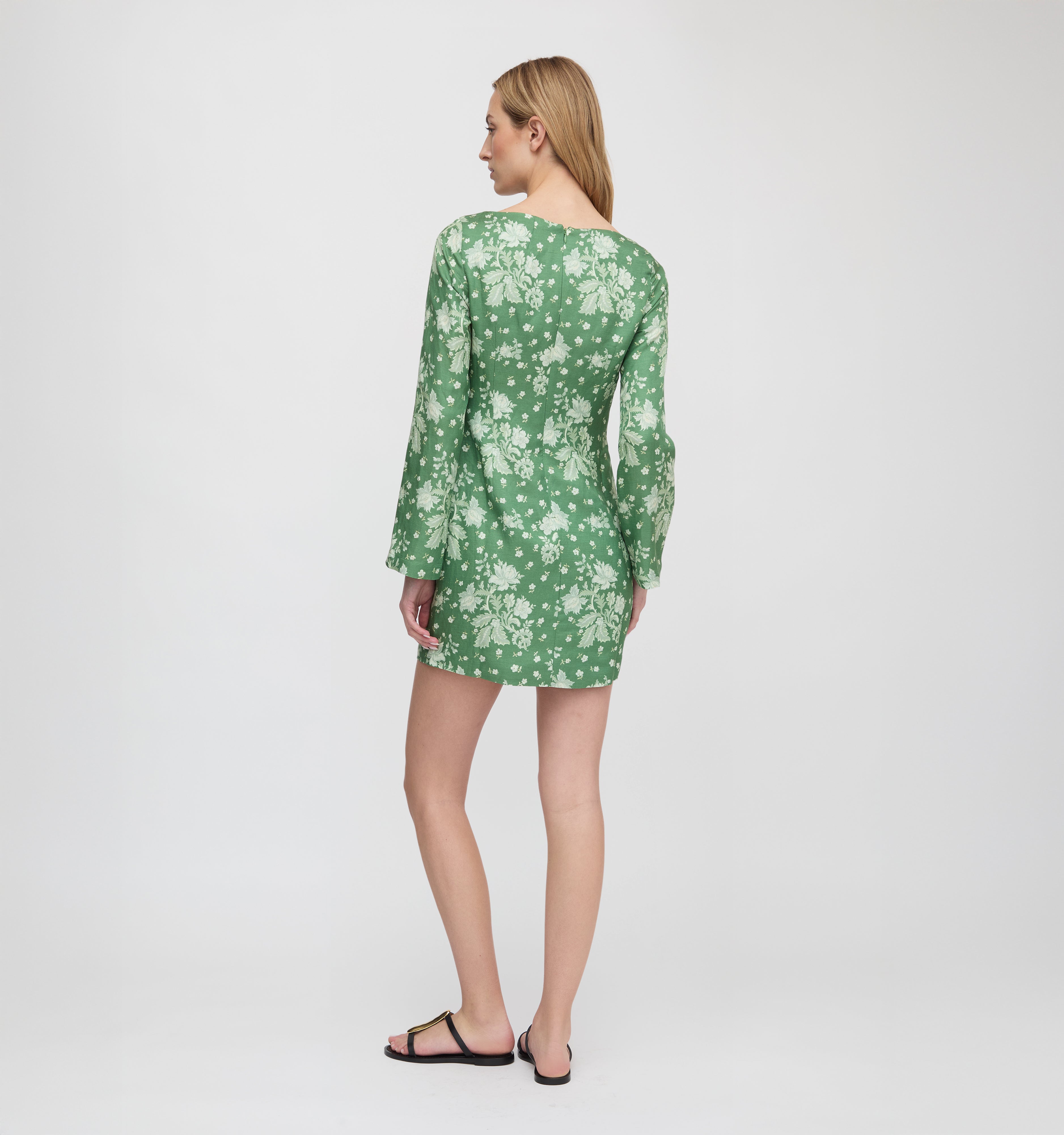 The Longsleeve Viola Dress - Green Delft Bouquet