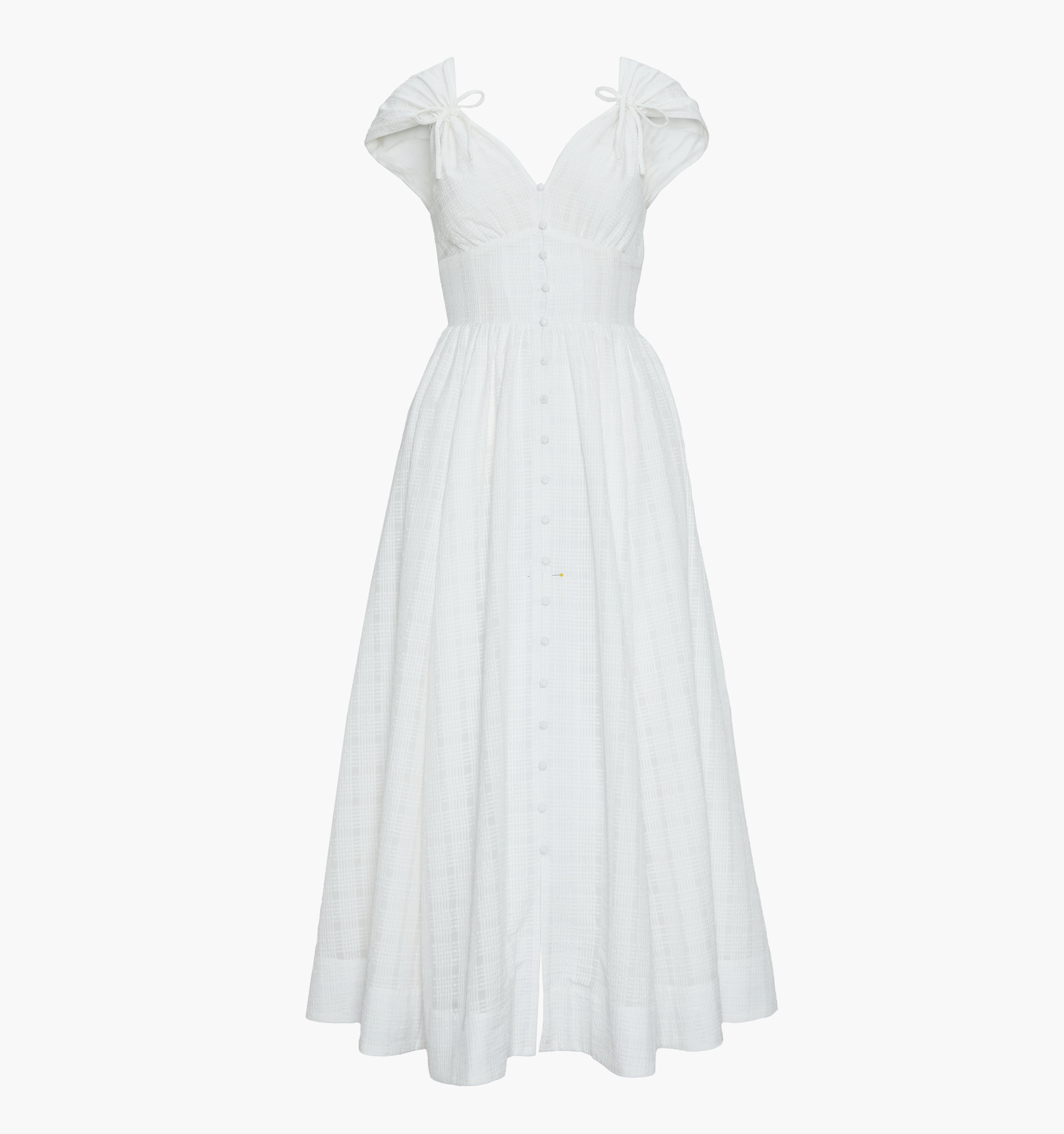 The Lucille Dress - White Crinkle Check