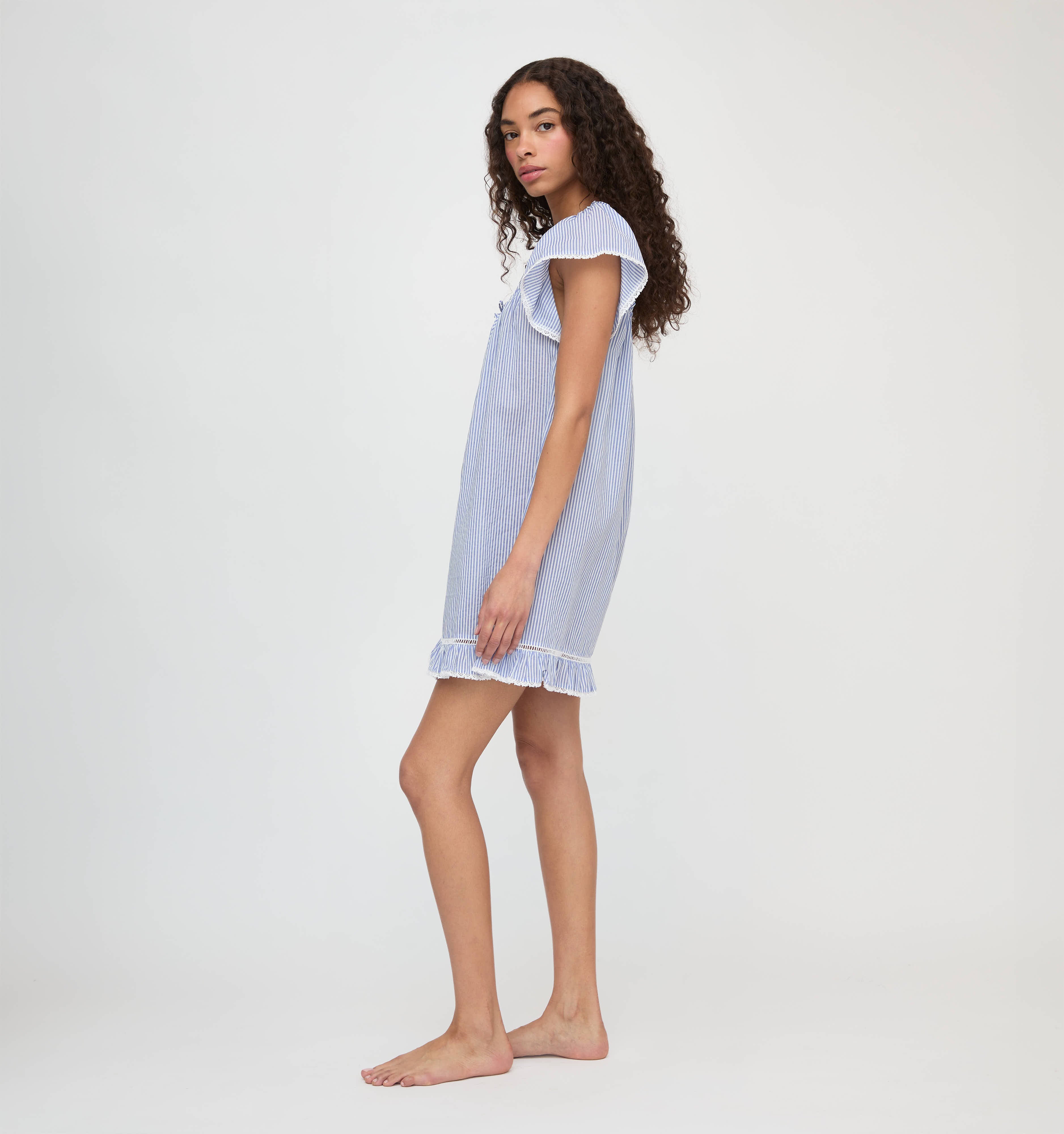 The Lucinda Nightgown - Blue/White Stripe