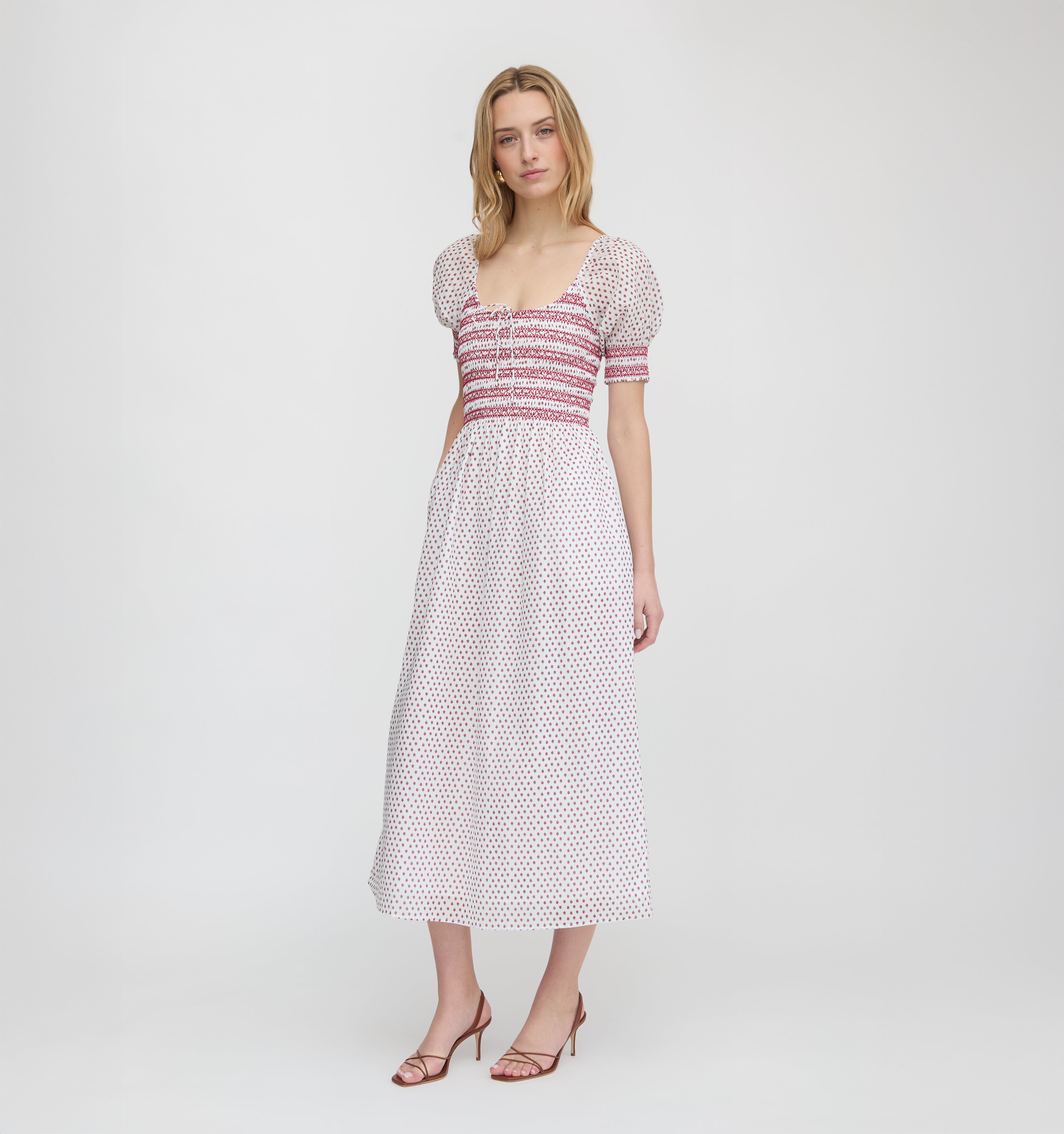 The Madeline Nap Dress - White Poppy Half Drop