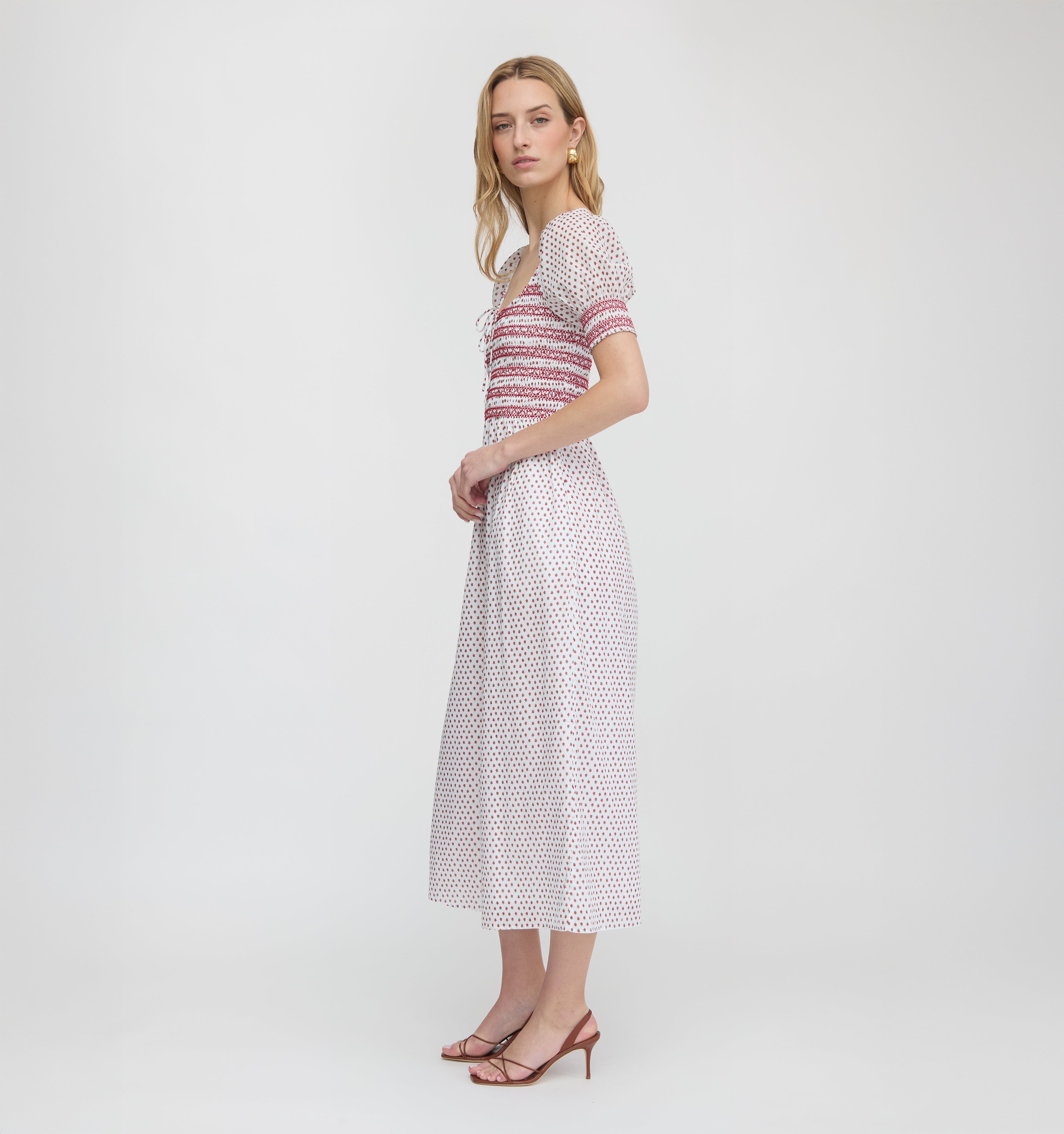 The Madeline Nap Dress - White Poppy Half Drop
