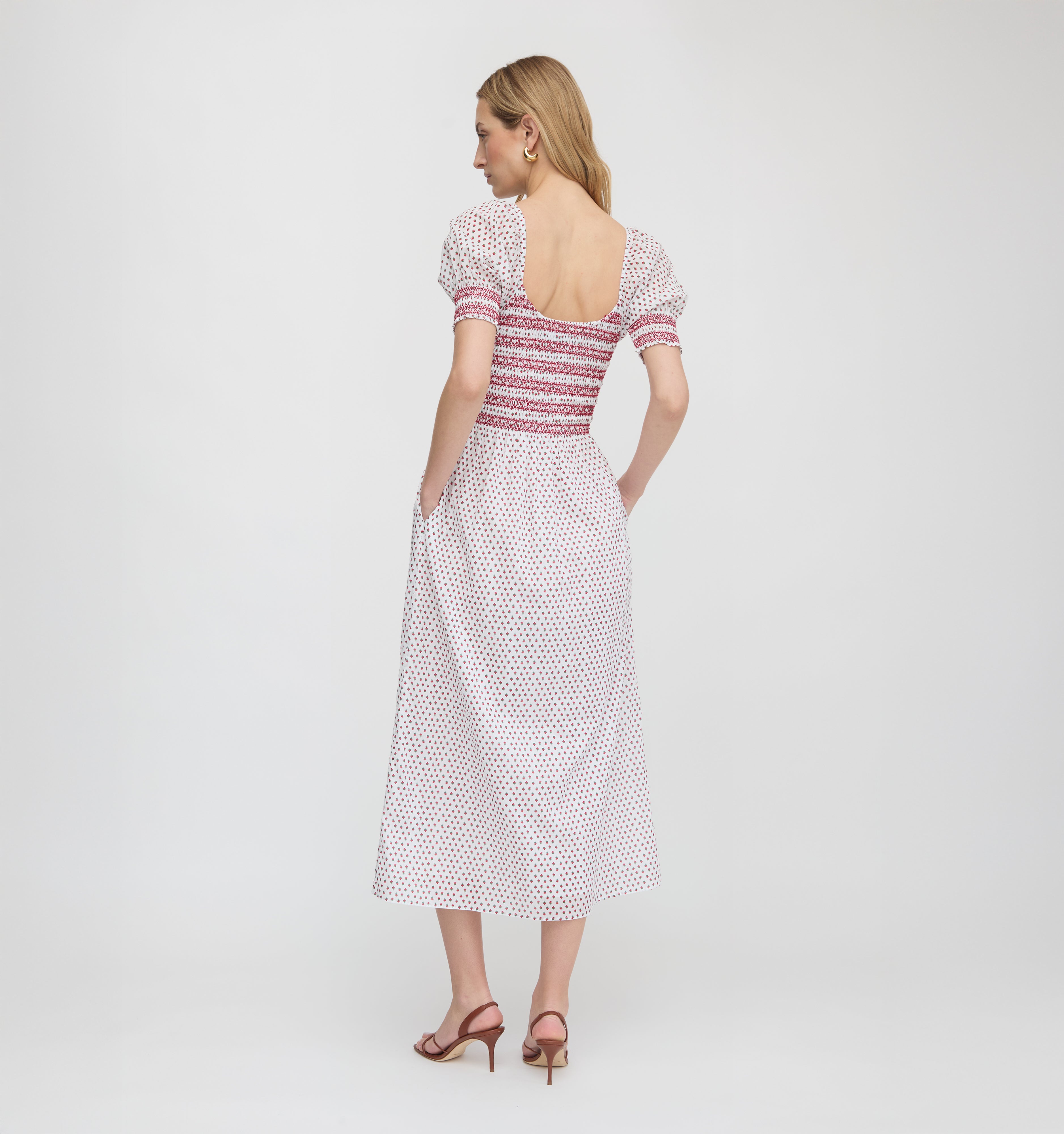 The Madeline Nap Dress - White Poppy Half Drop