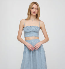 The Maisie Crop Top - Lagoon Gingham