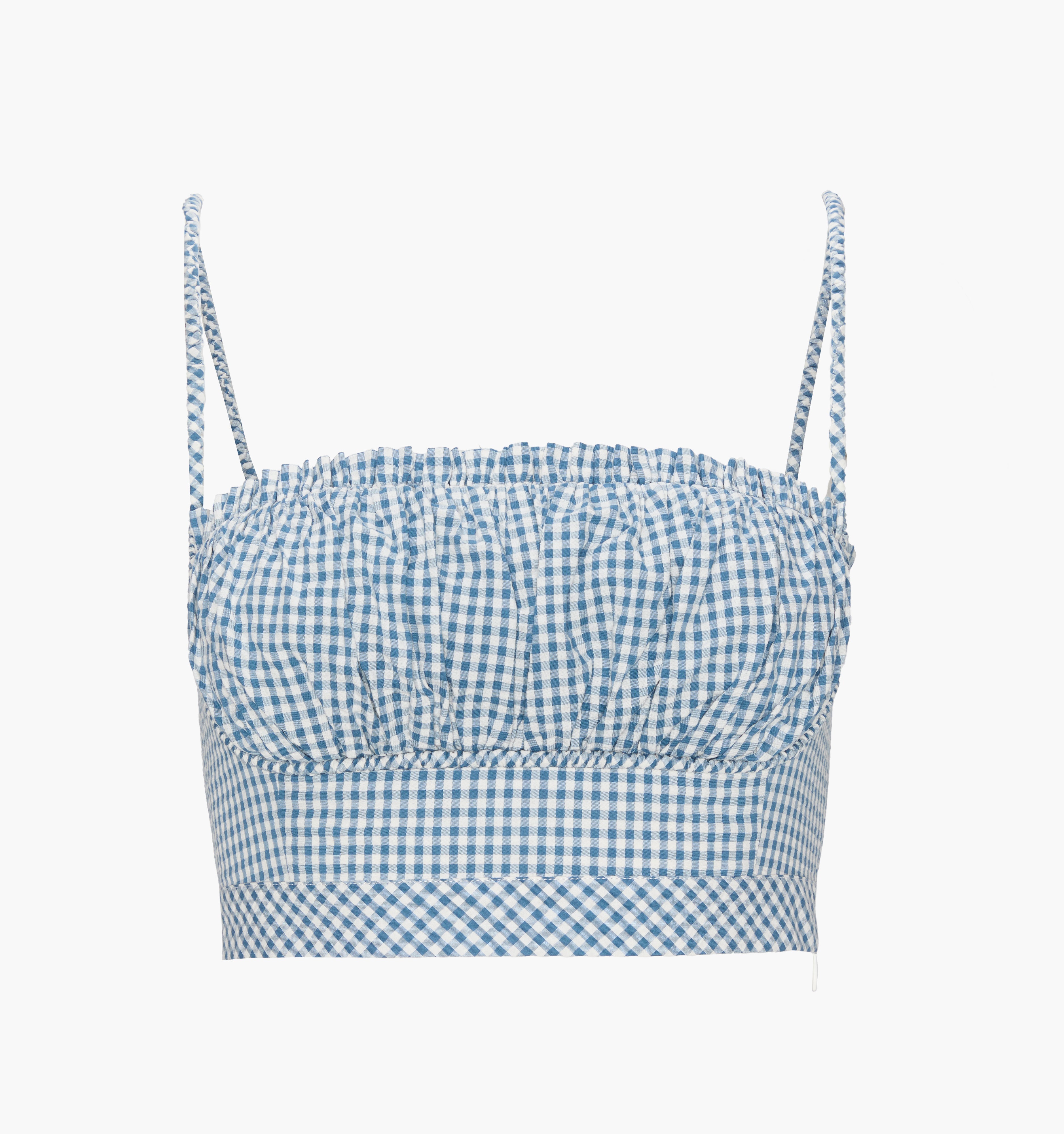 The Maisie Crop Top - Lagoon Gingham