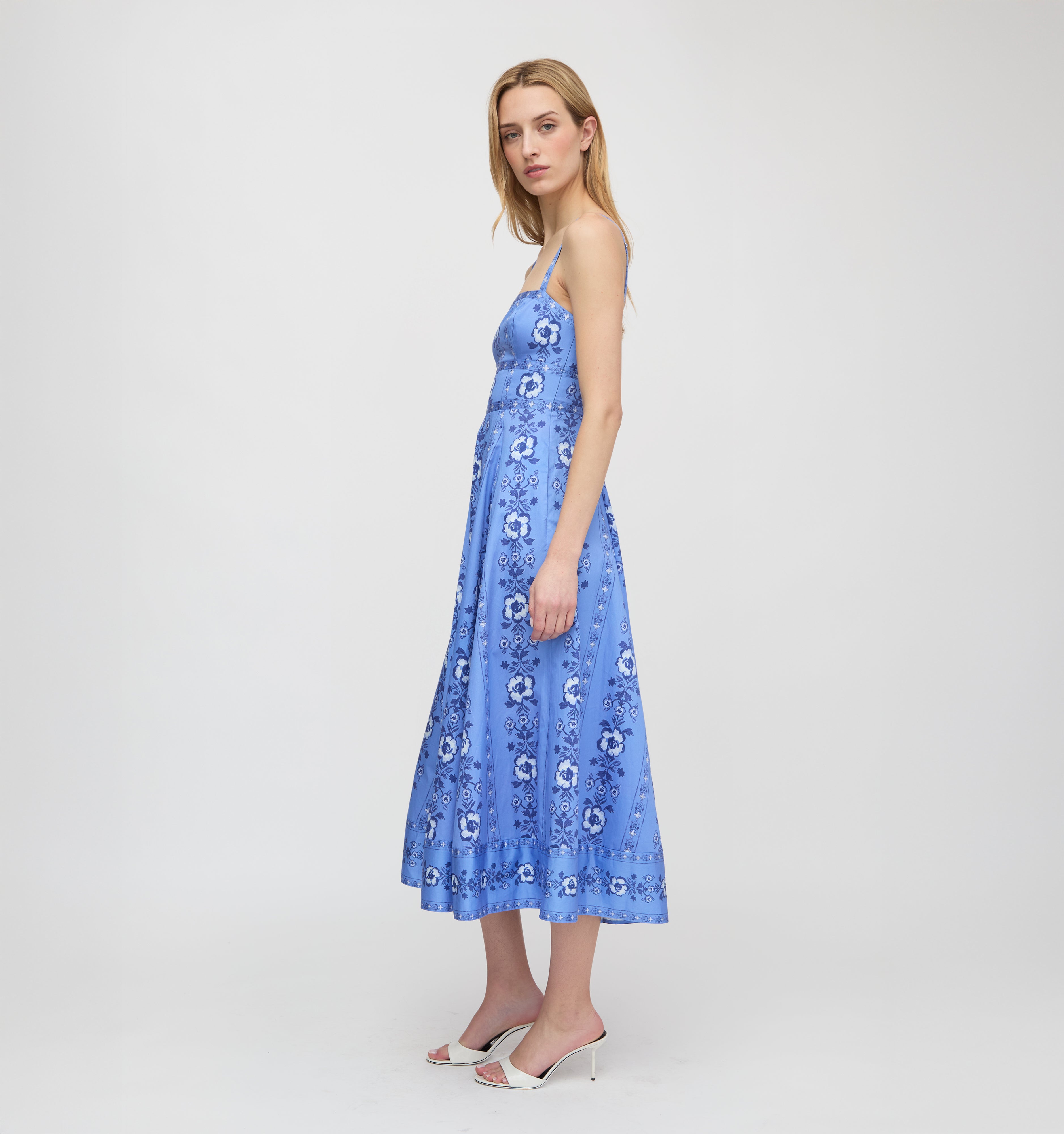 The Margot Dress - Blue Arcadia Border