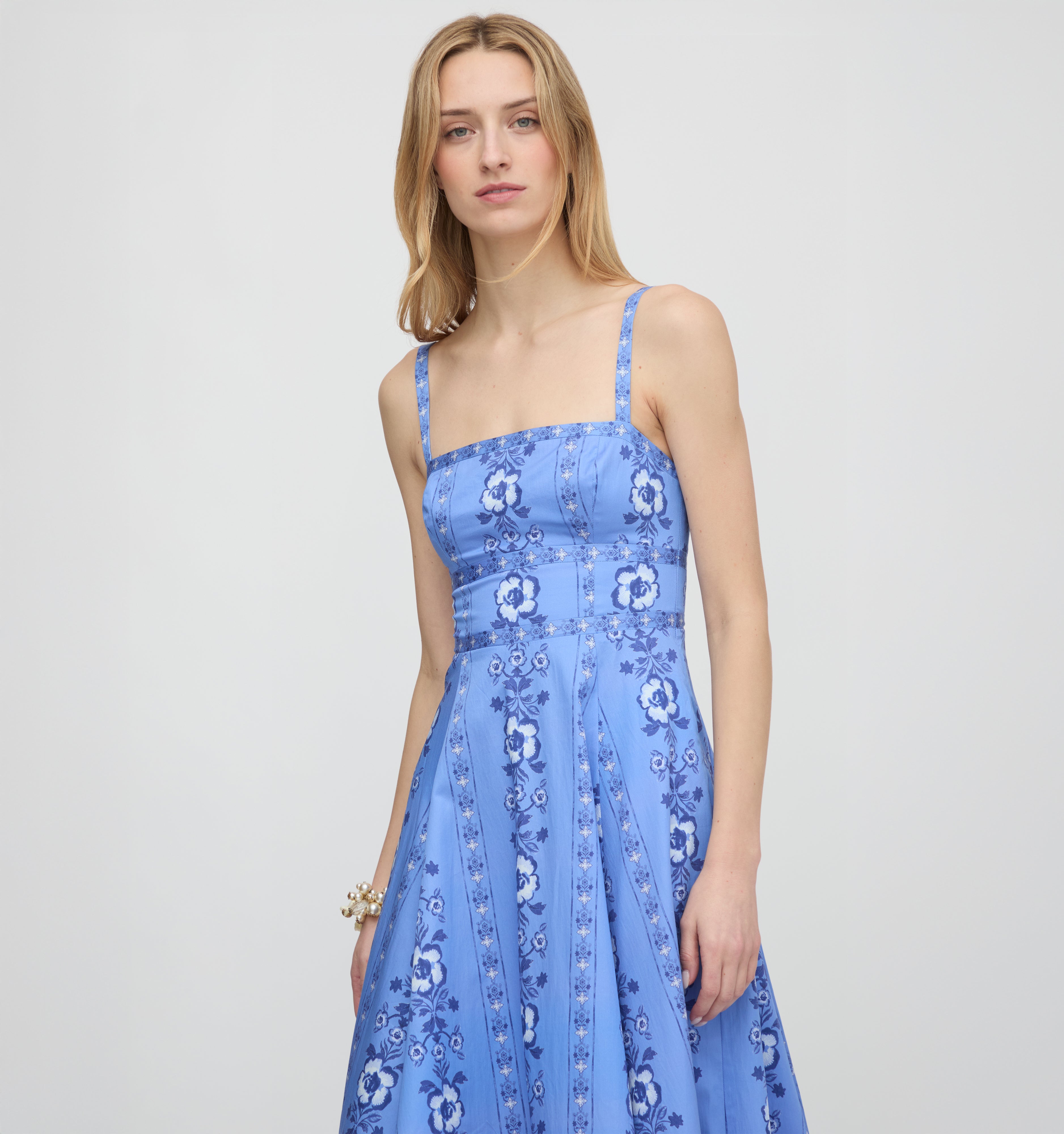 The Margot Dress - Blue Arcadia Border