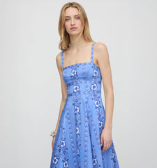 The Margot Dress - Blue Arcadia Border