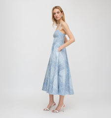 The Margot Dress - Dusty Blue Paisley Scarf