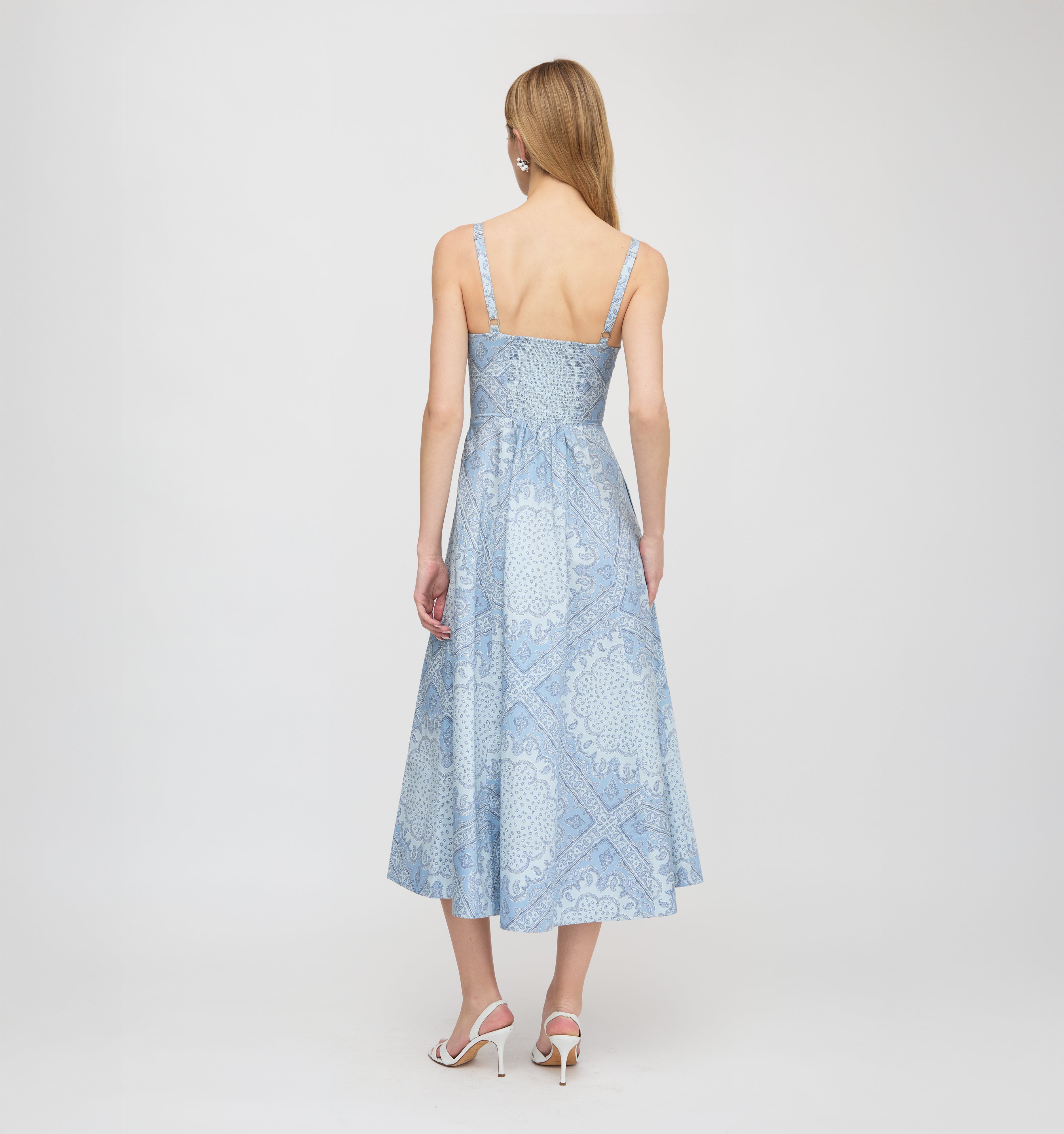 The Margot Dress - Dusty Blue Paisley Scarf