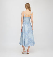 The Margot Dress - Dusty Blue Paisley Scarf