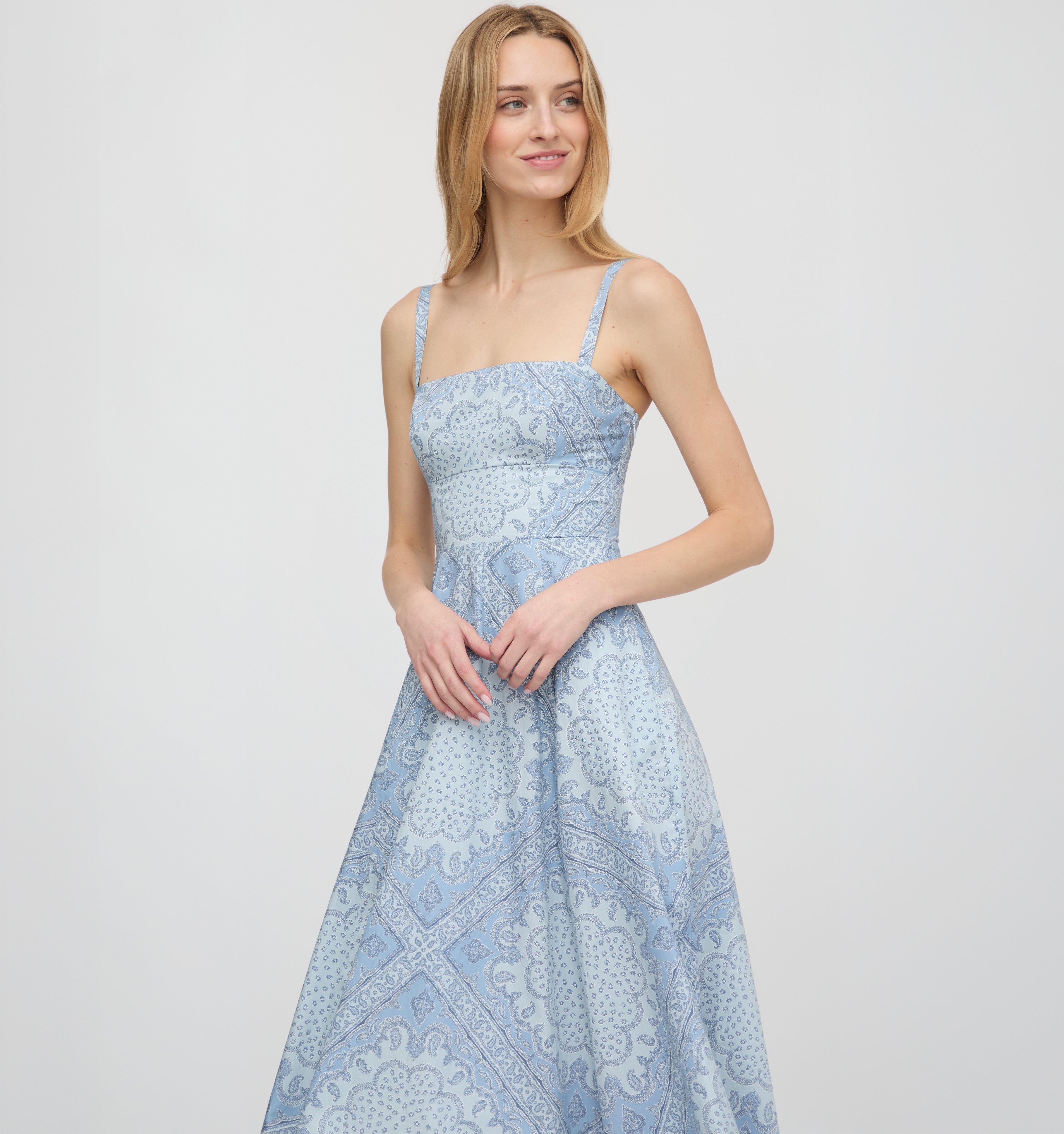 The Margot Dress - Dusty Blue Paisley Scarf