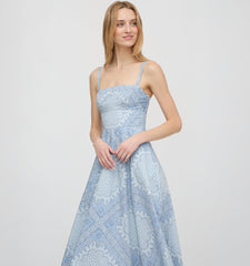 The Margot Dress - Dusty Blue Paisley Scarf