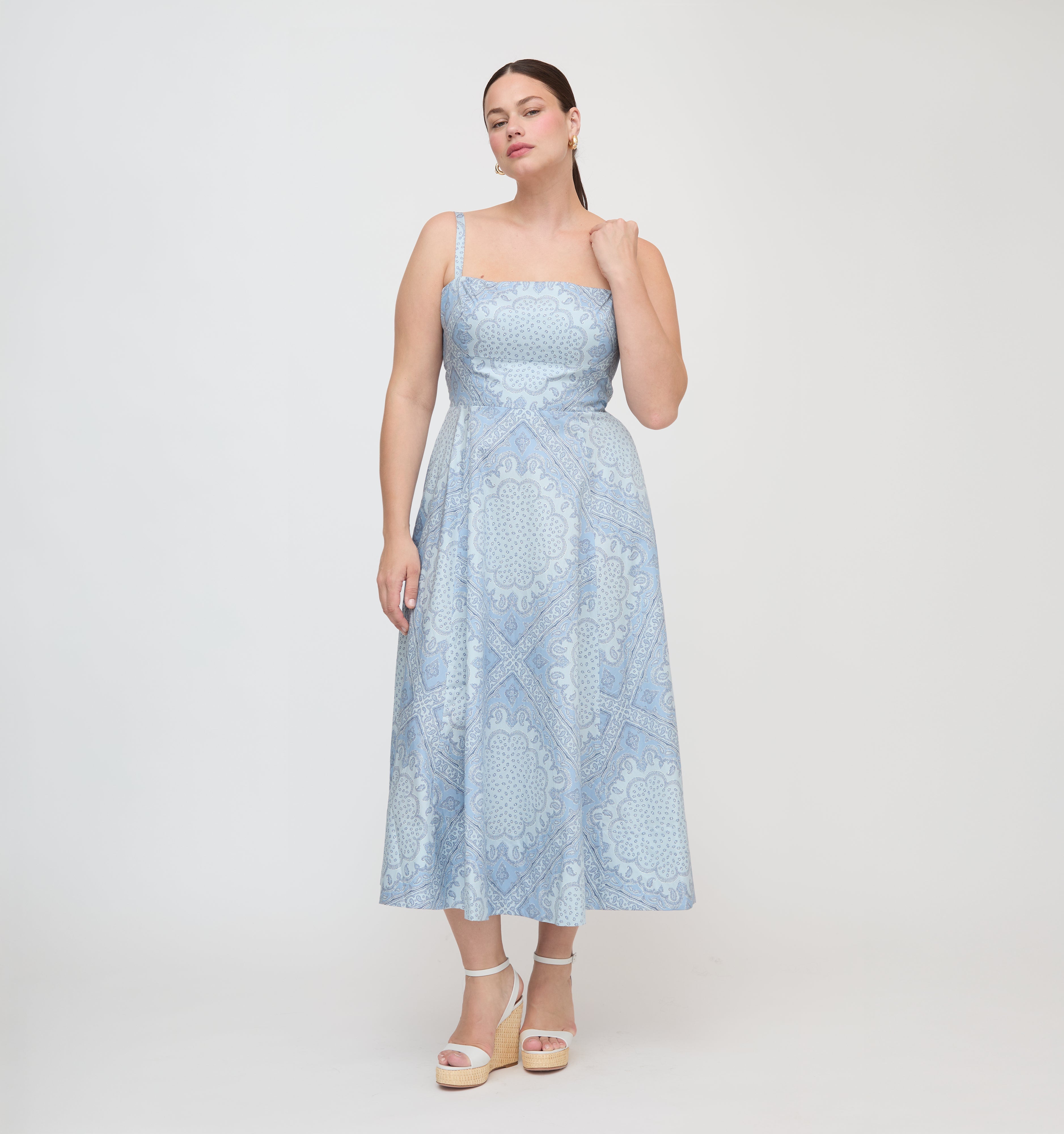 The Margot Dress - Dusty Blue Paisley Scarf