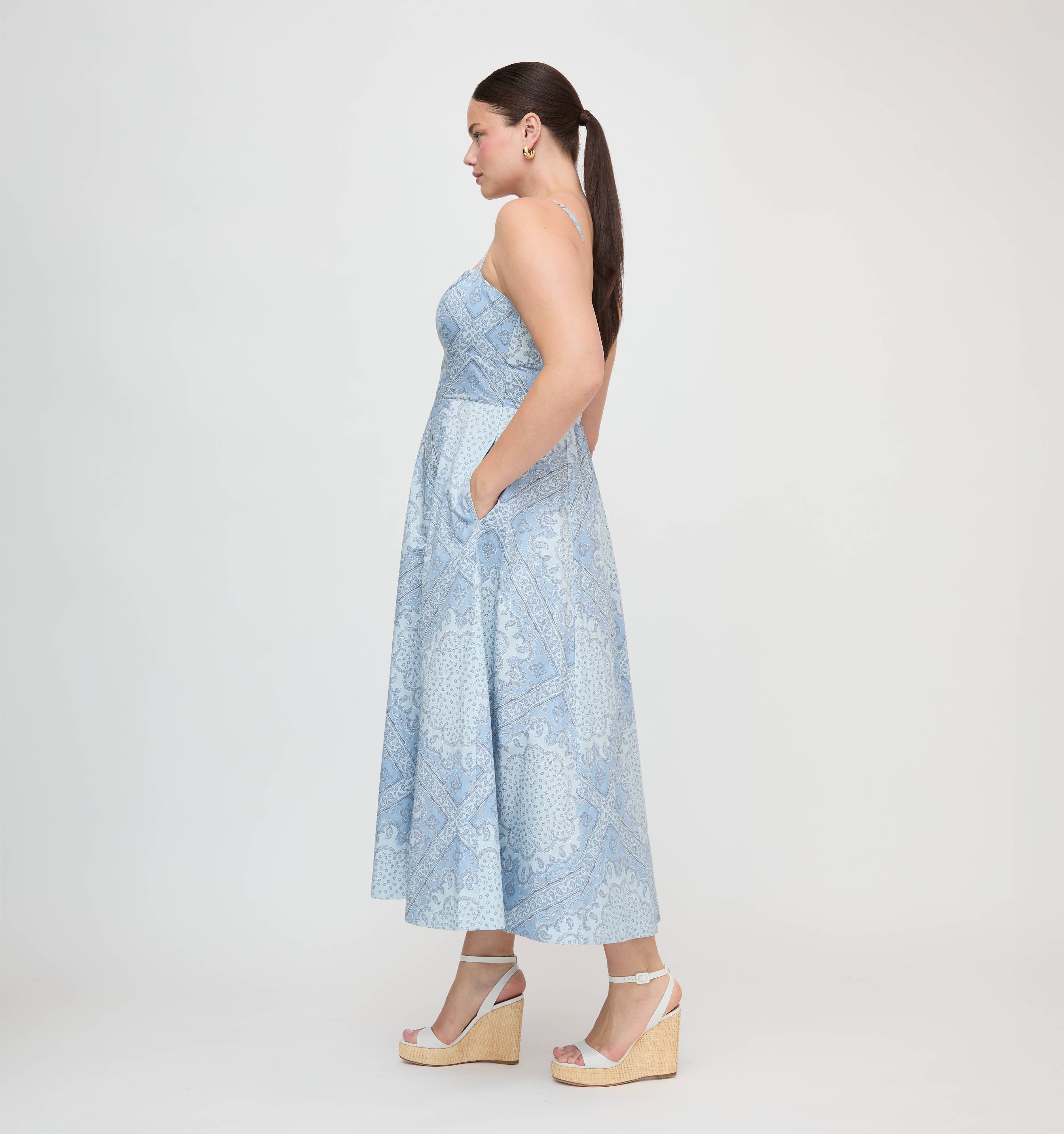 The Margot Dress - Dusty Blue Paisley Scarf