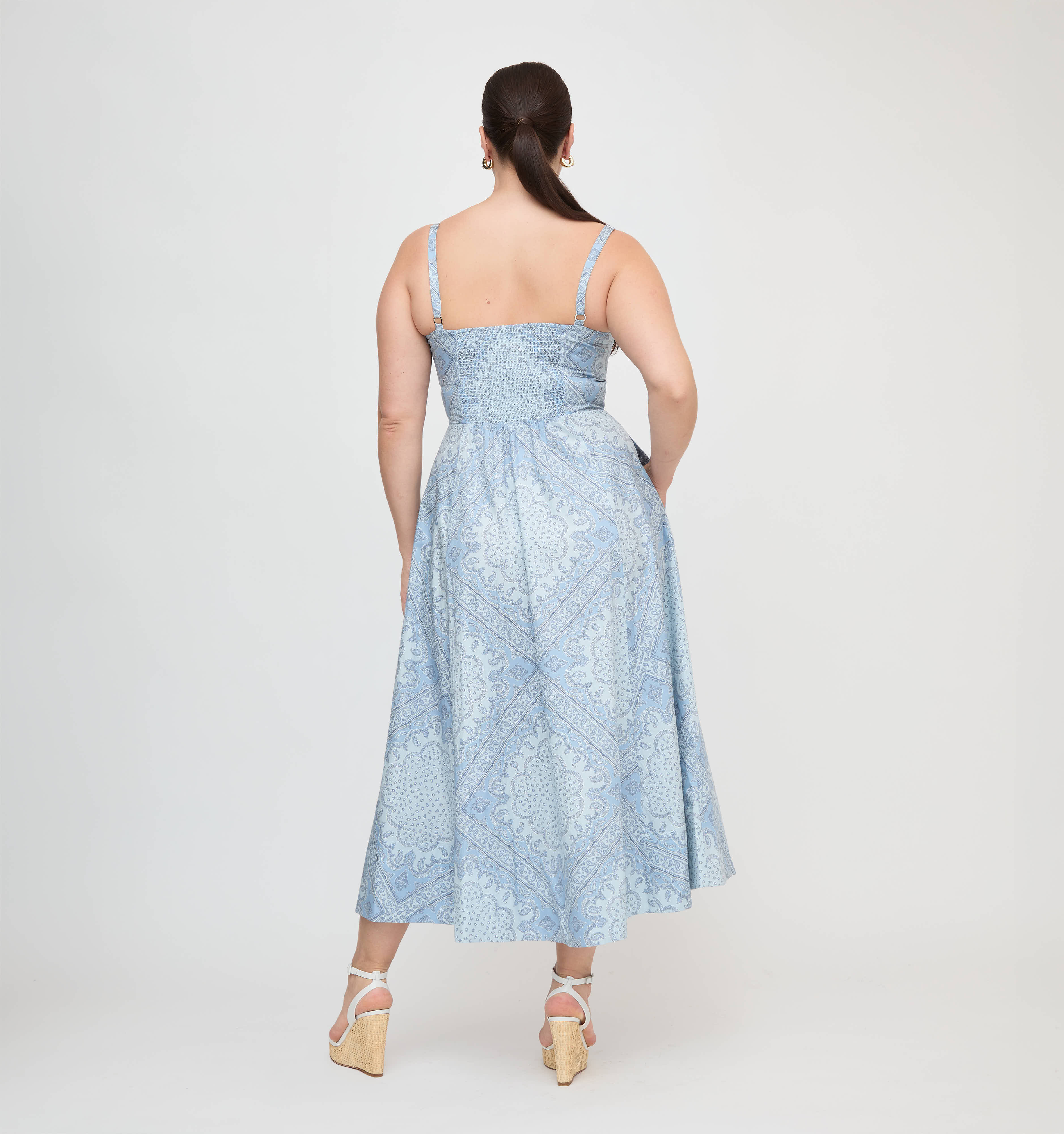 The Margot Dress - Dusty Blue Paisley Scarf