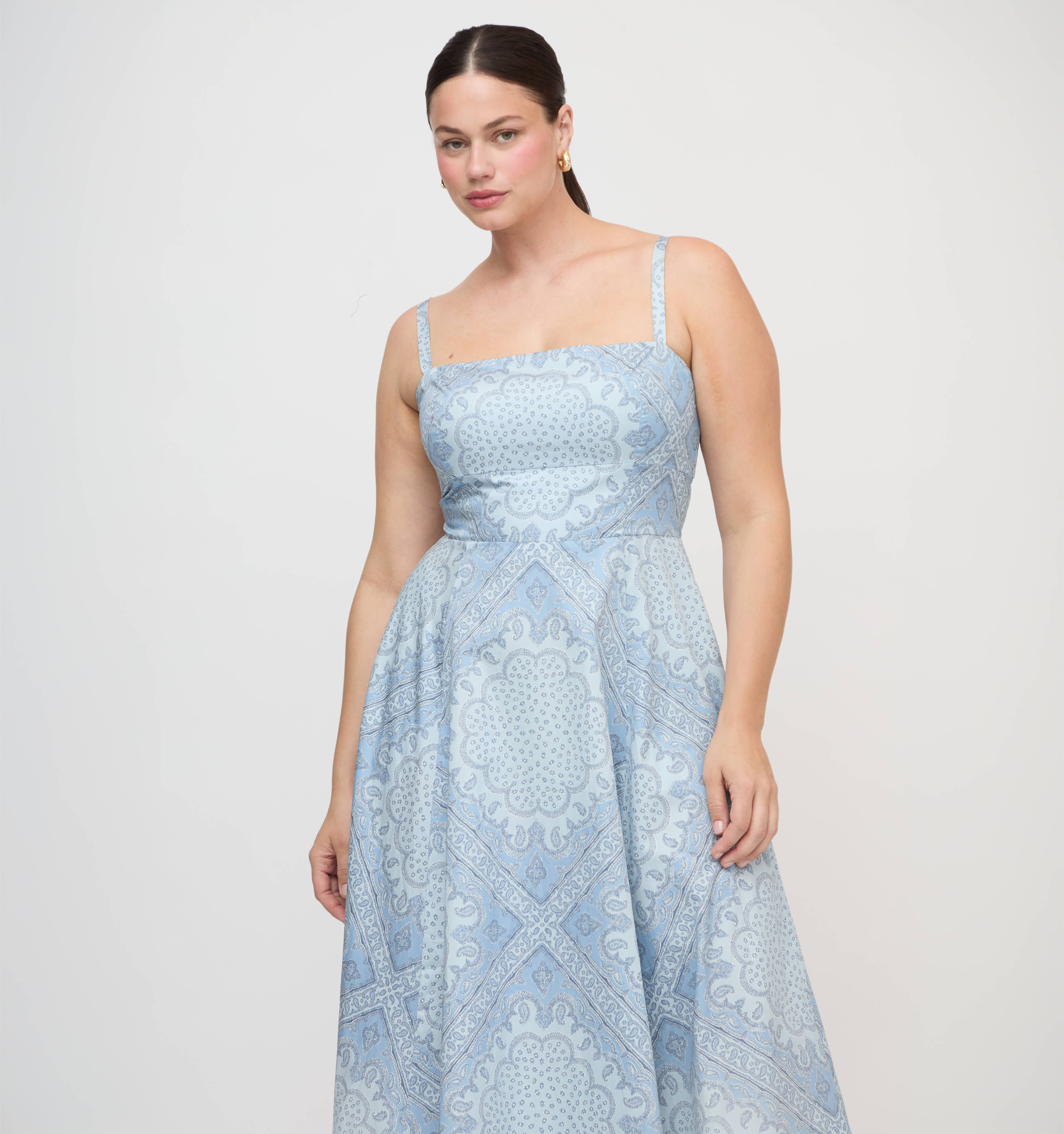 The Margot Dress - Dusty Blue Paisley Scarf