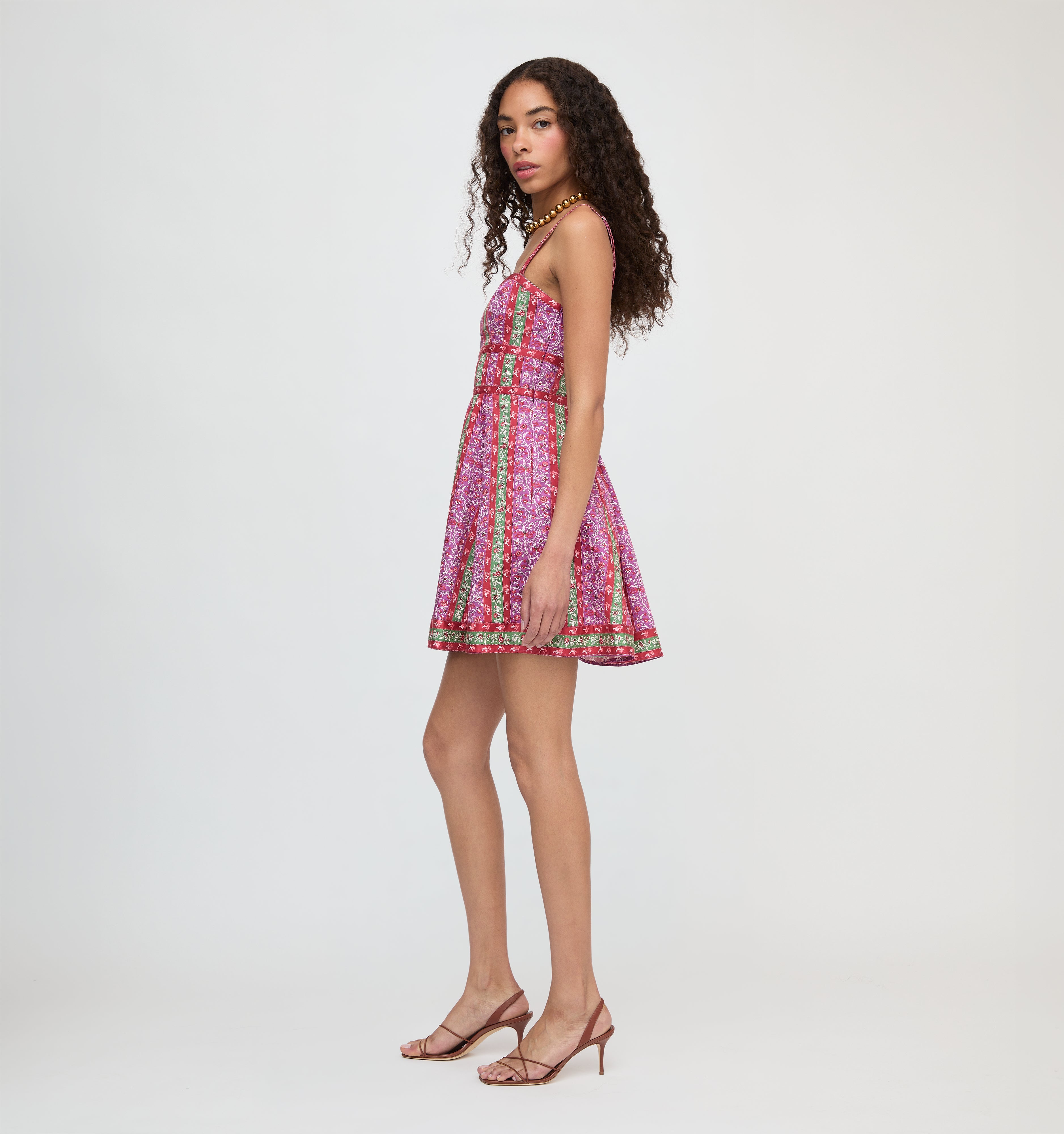 The Margot Mini Dress - Sunset Etched Floral Stripe