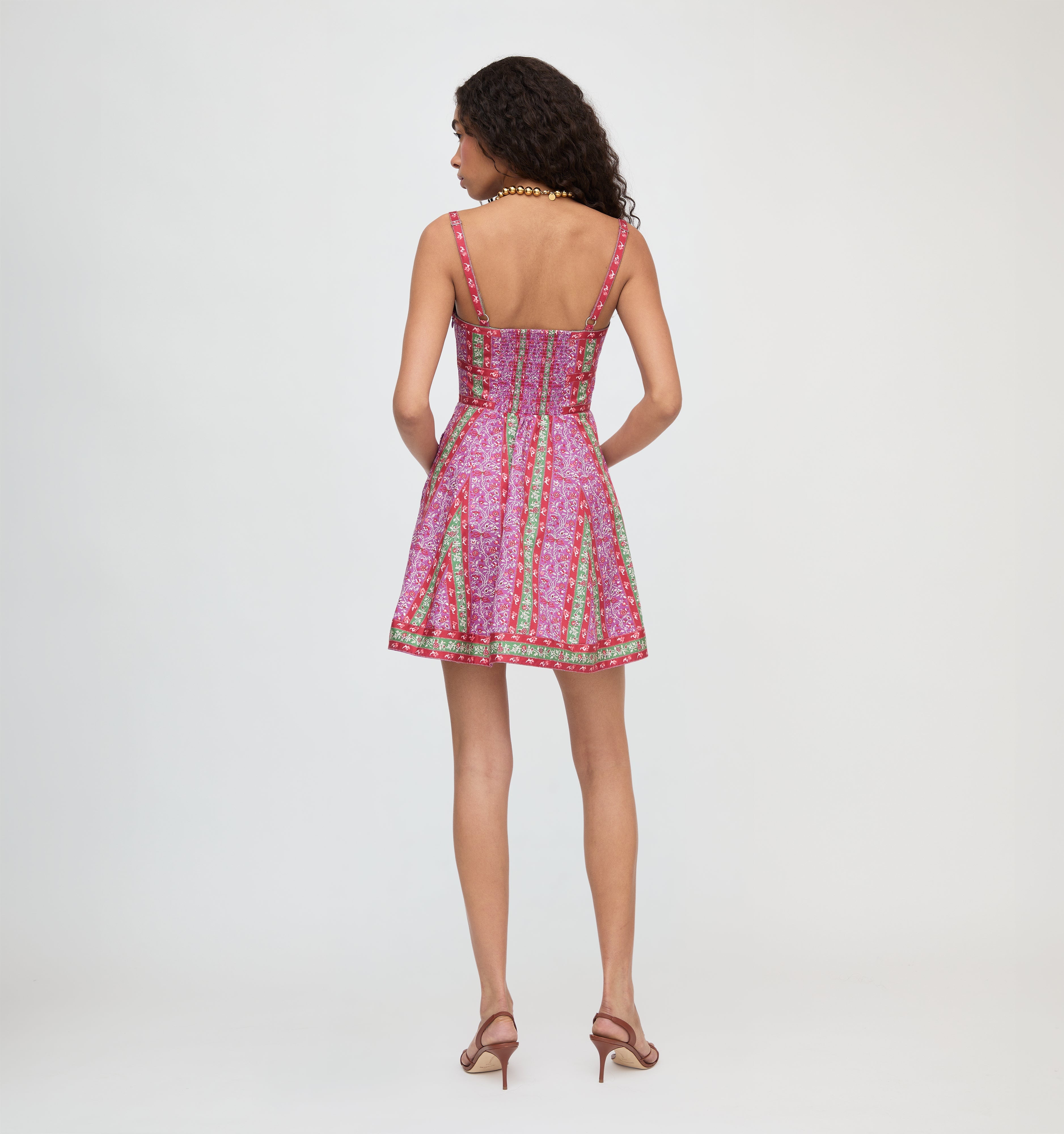 The Margot Mini Dress - Sunset Etched Floral Stripe