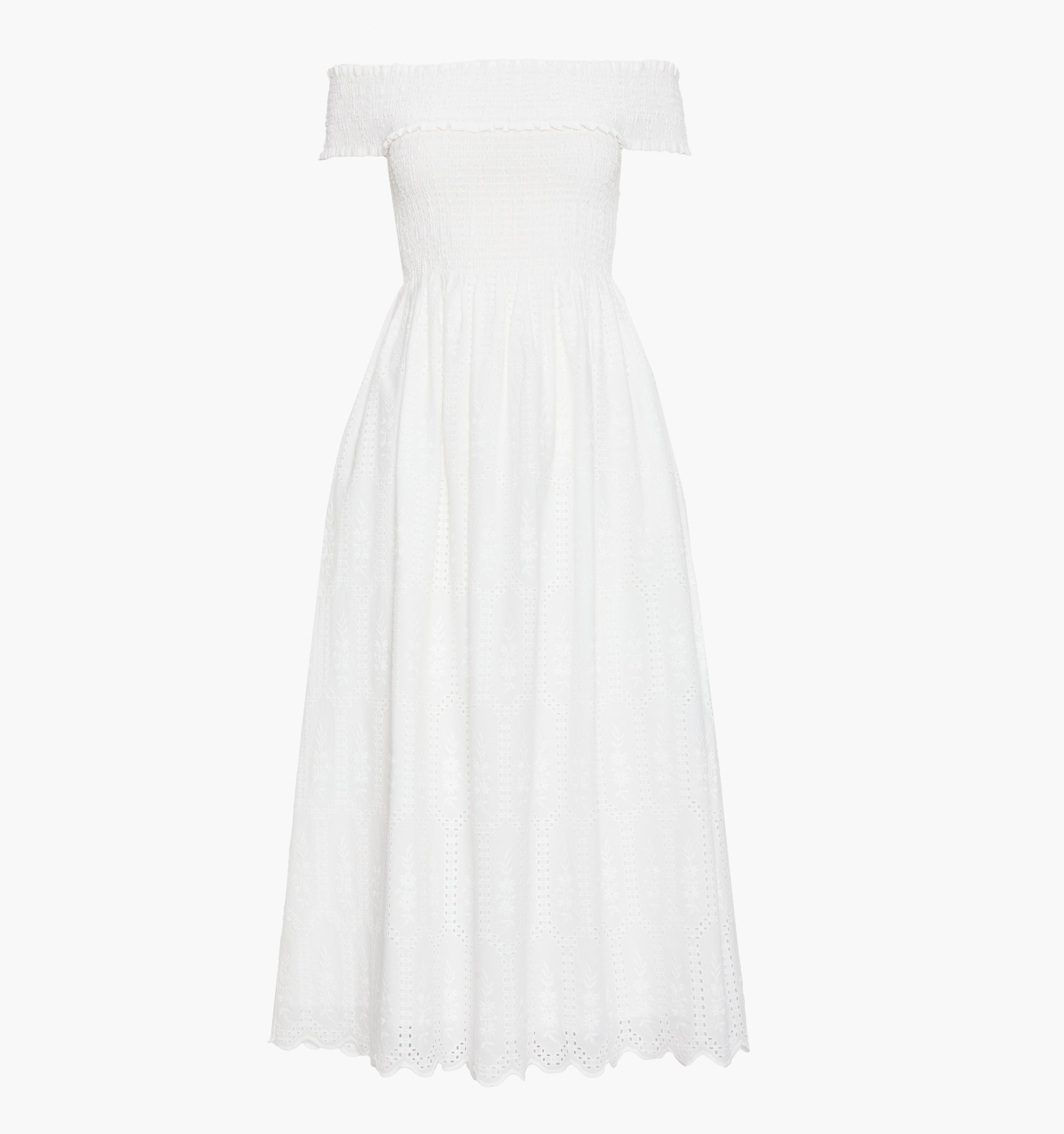 The Marguerite Nap Dress - White Trellis Broderie