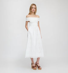 The Marguerite Nap Dress - White Trellis Broderie