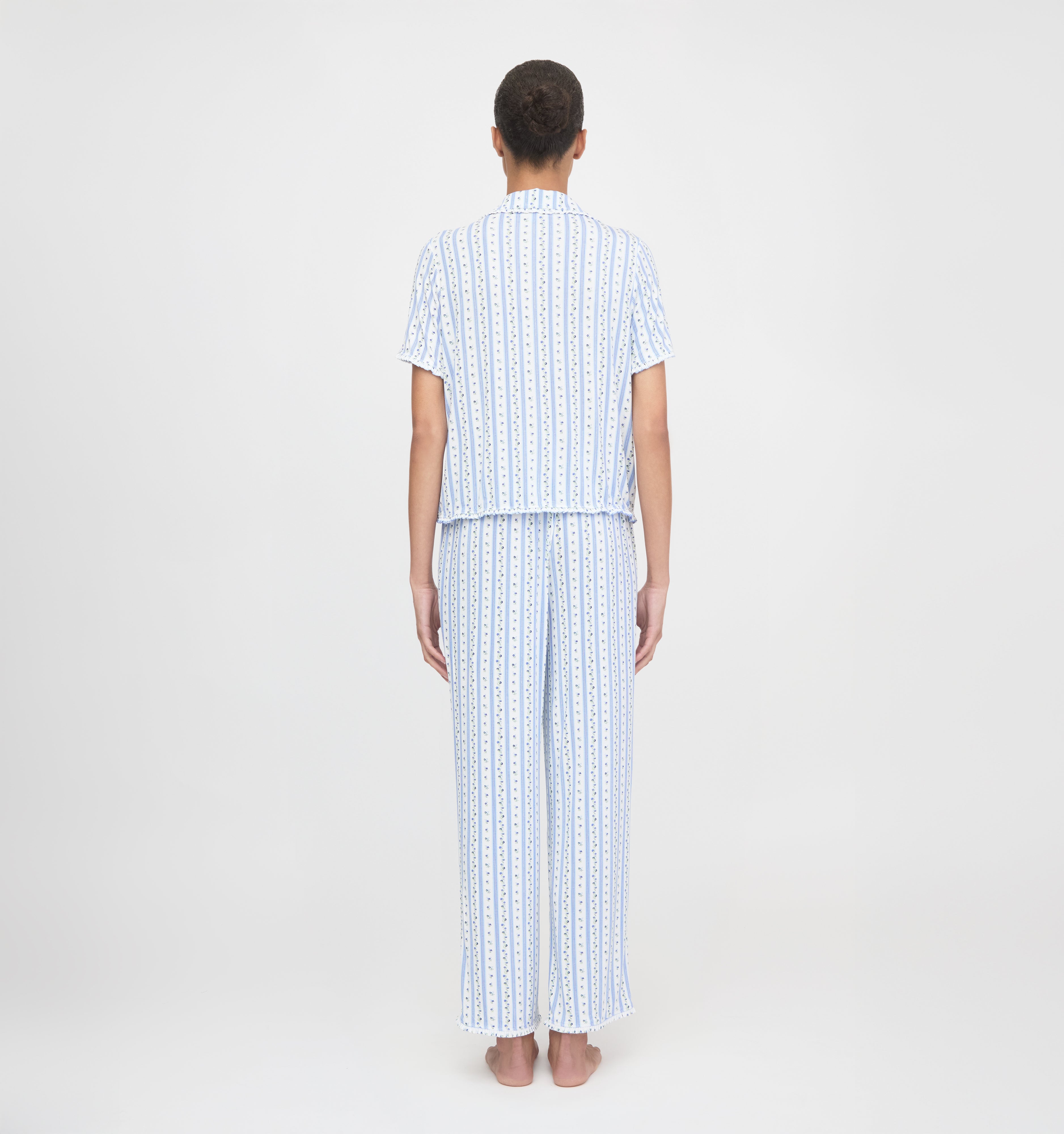 The Marina Pajama Set - Blue Petal Stripe