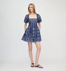 The Matilda Mini Dress - Navy Diamond Batik
