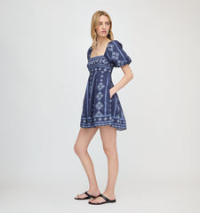 The Matilda Mini Dress - Navy Diamond Batik