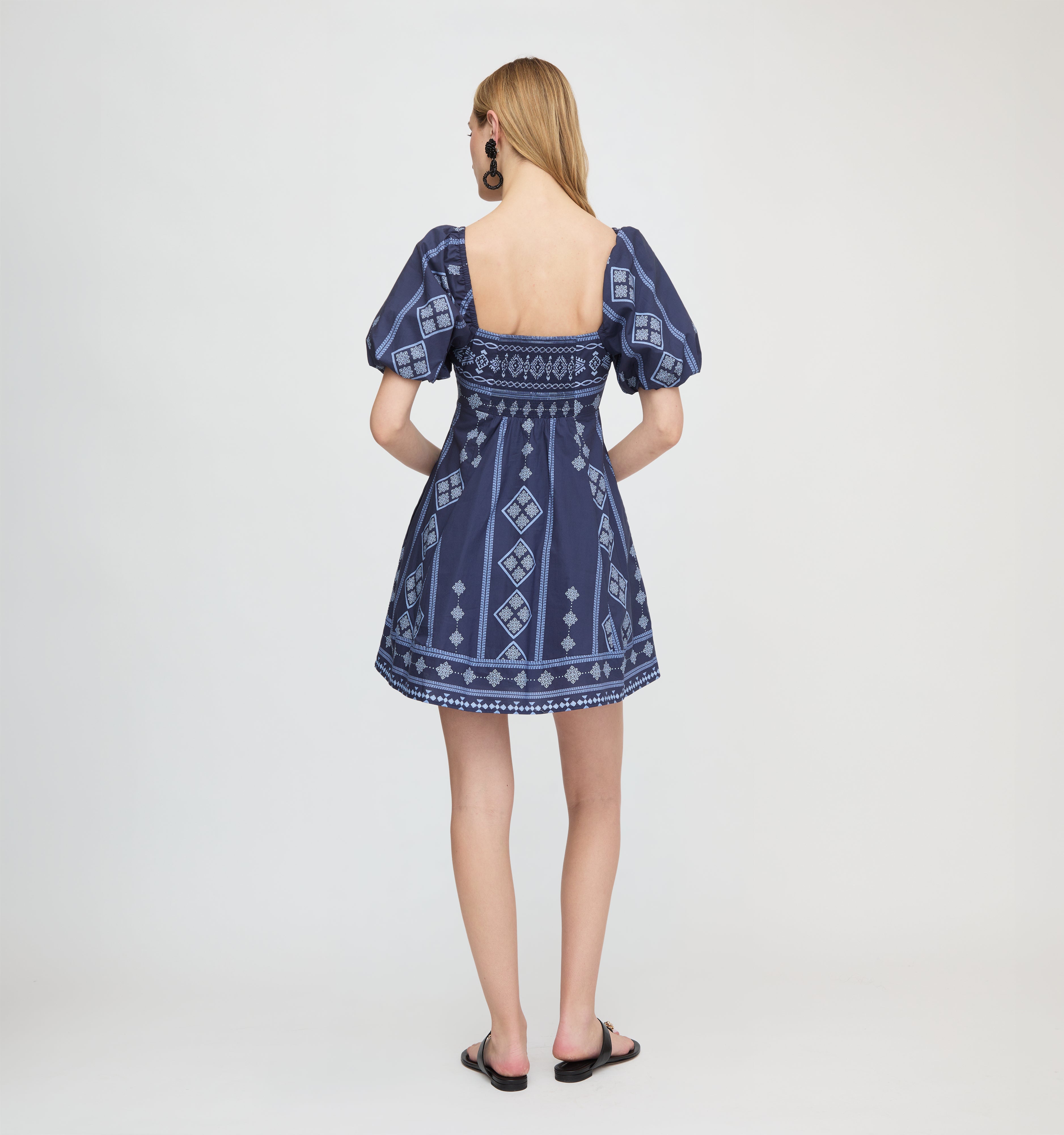 The Matilda Mini Dress - Navy Diamond Batik