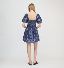 The Matilda Mini Dress - Navy Diamond Batik
