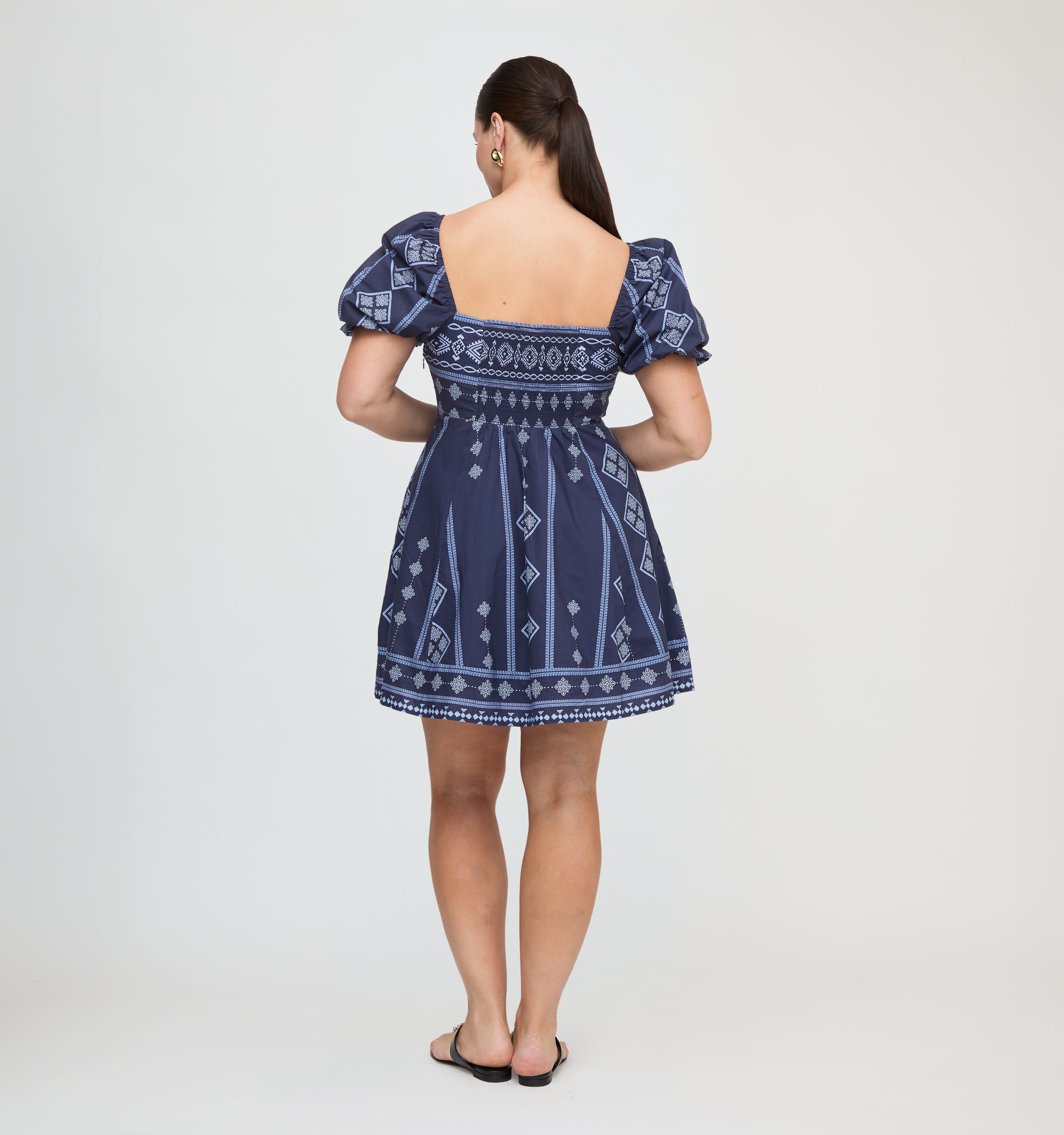 The Matilda Mini Dress - Navy Diamond Batik