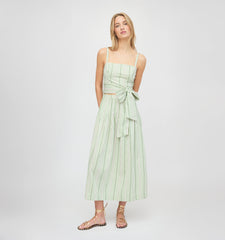 The Miranda Top - Green Jacquard Stripe