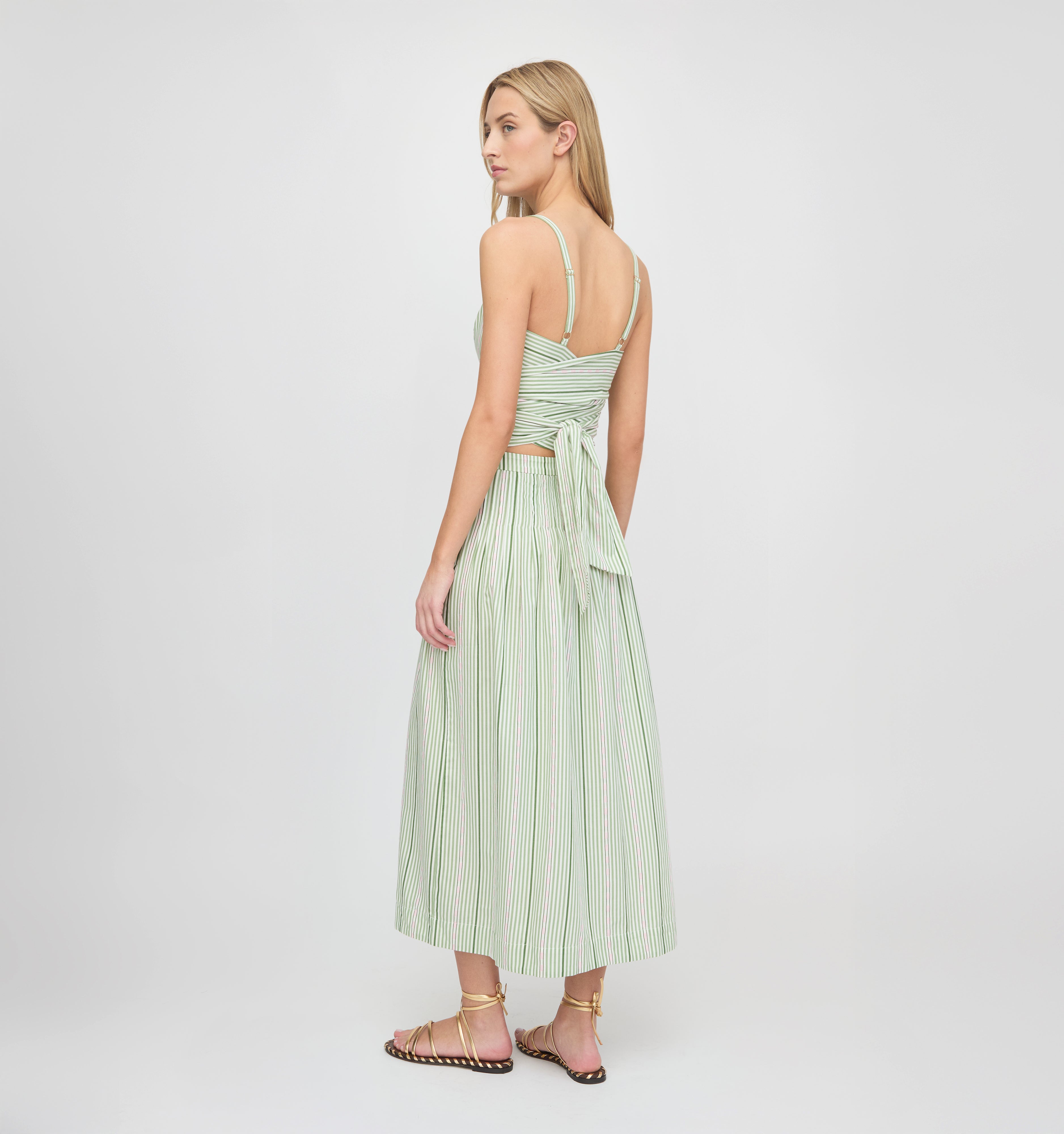 The Miranda Top - Green Jacquard Stripe