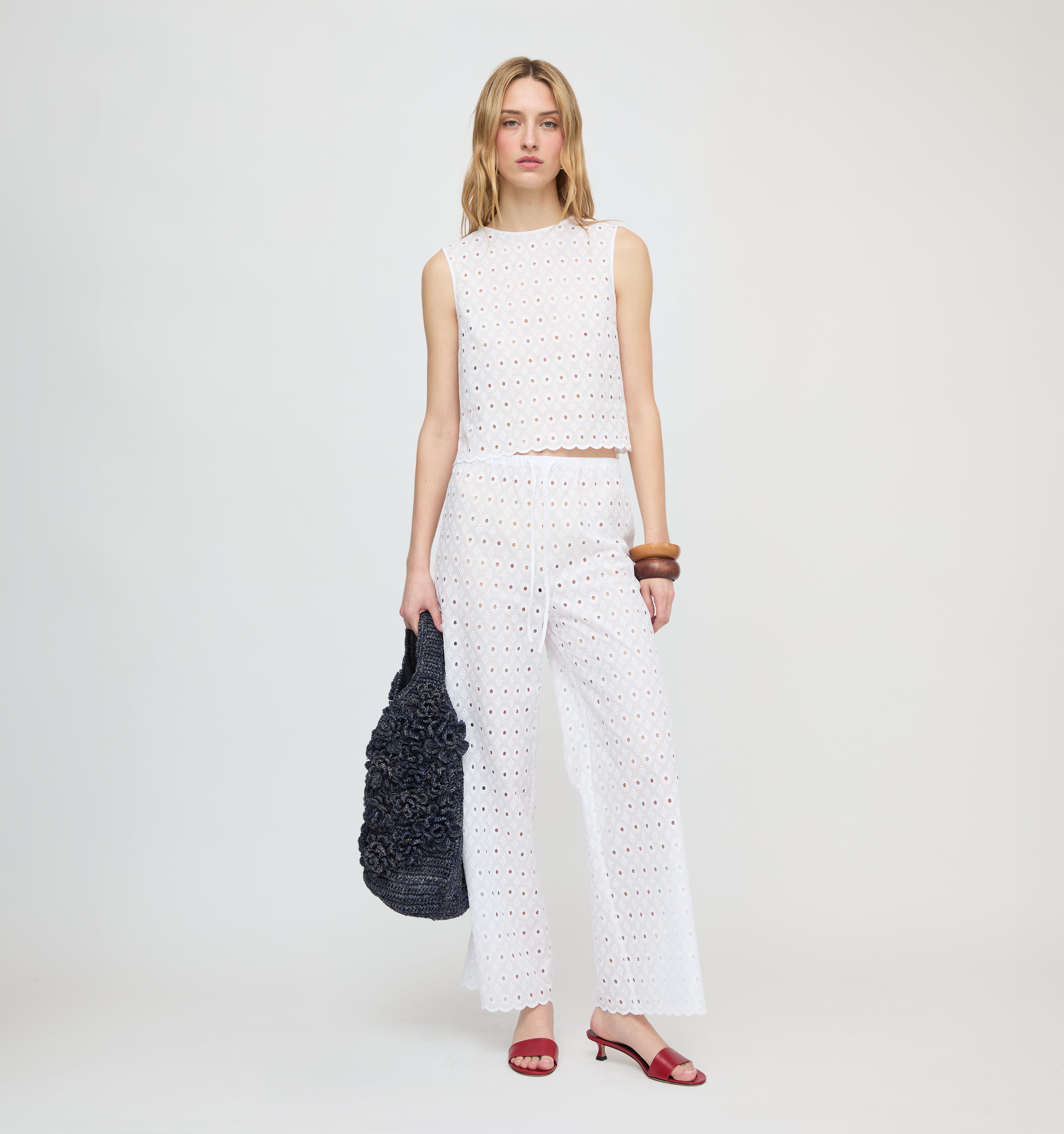 The Giovanna Pant - White Diamond Eyelet