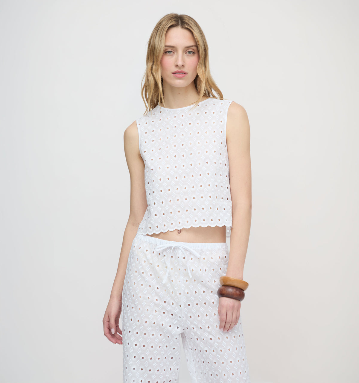 The Miro Top - White Diamond Eyelet