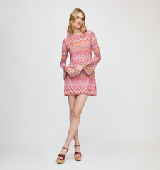 The Nathalie Dress - Pink Sheer Shimmer Knit