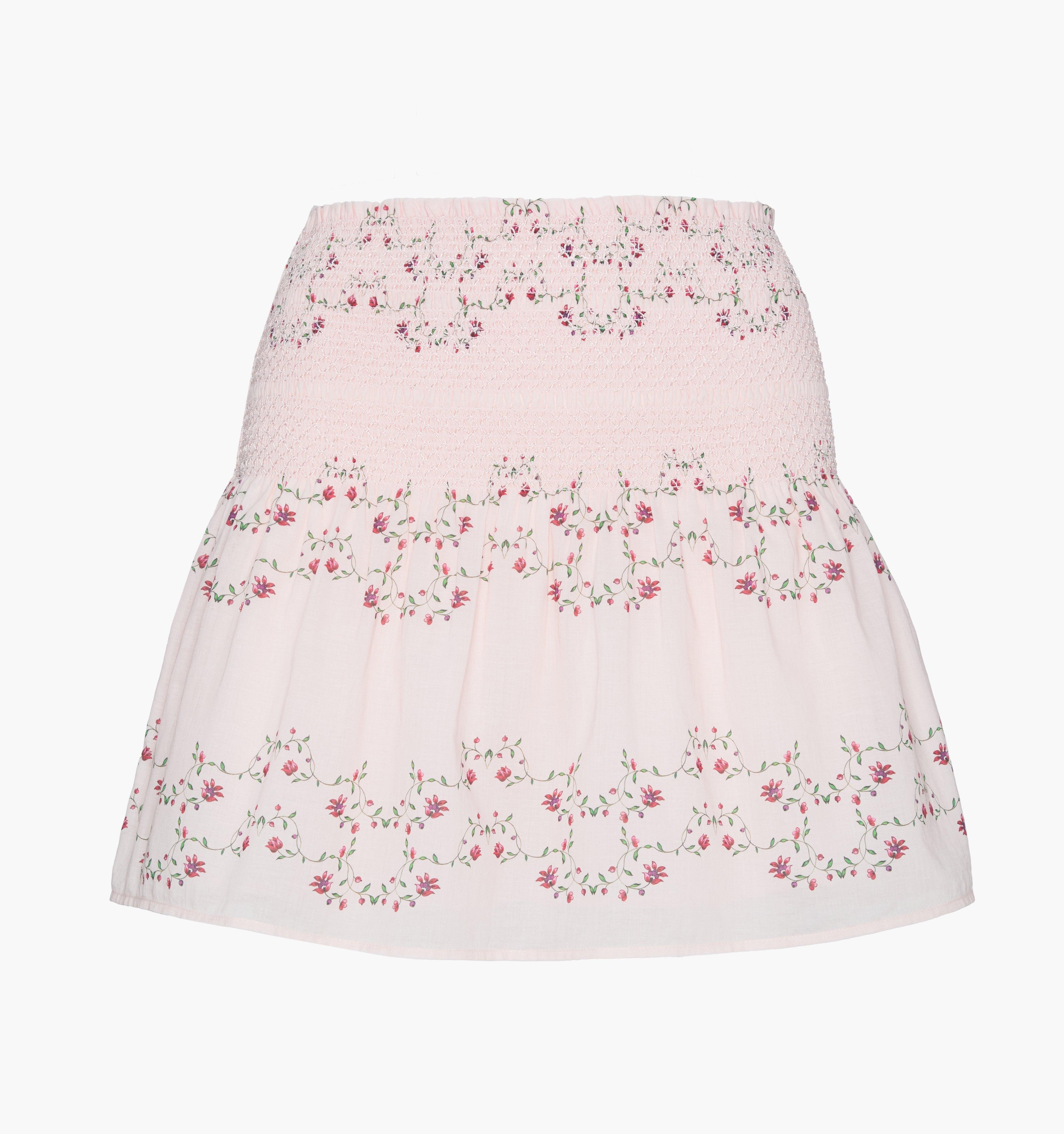 The Noa Skirt - Pink Floral Vine Scallop
