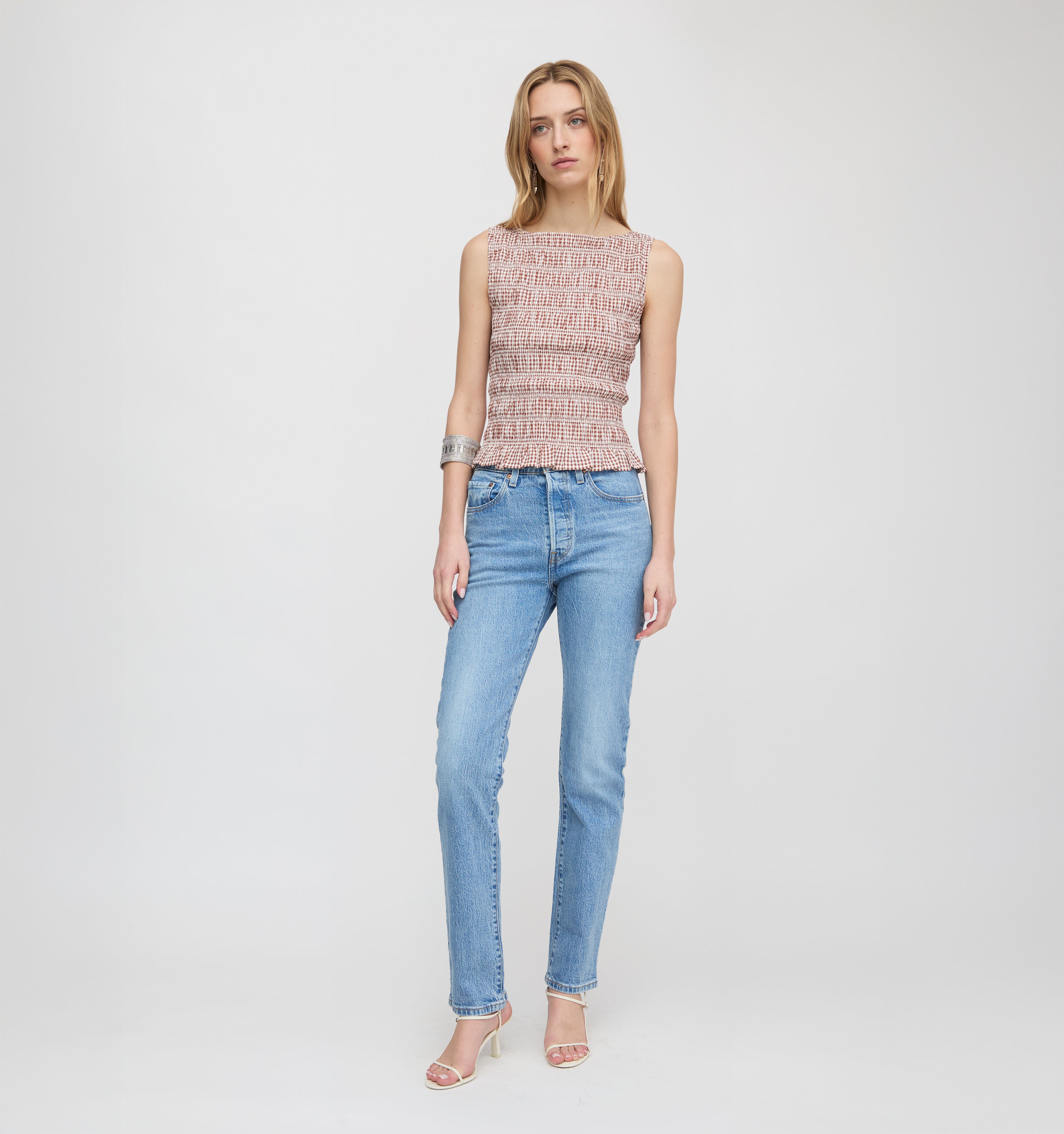 The Phoebe Nap Top - Cognac Gingham