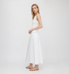 The Delphine Nap Skirt - White Crinkle Check