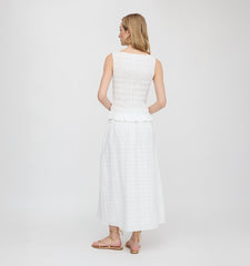 The Delphine Nap Skirt - White Crinkle Check