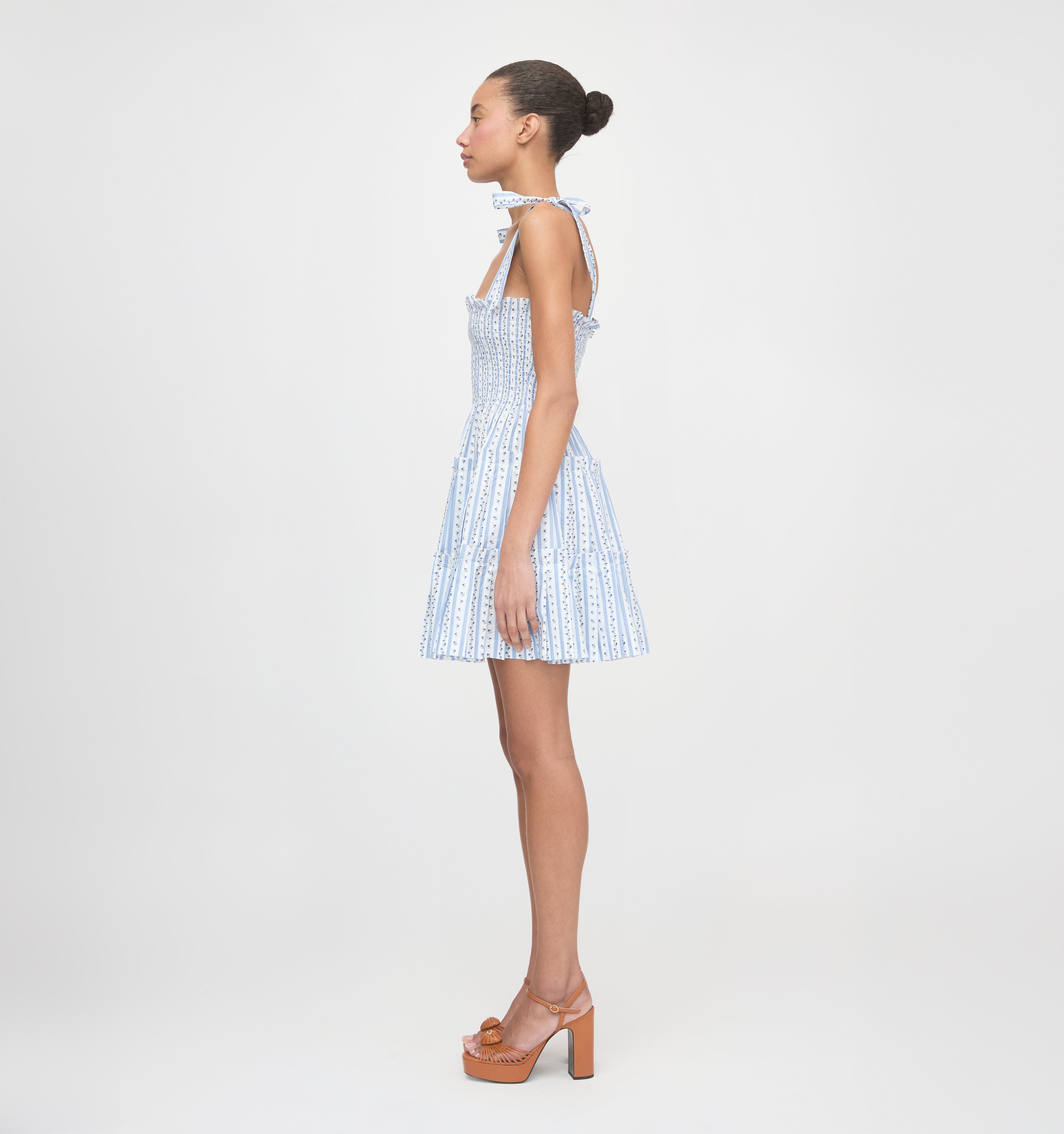 The Ribbon Charlotte Nap Dress - Blue Petal Stripe